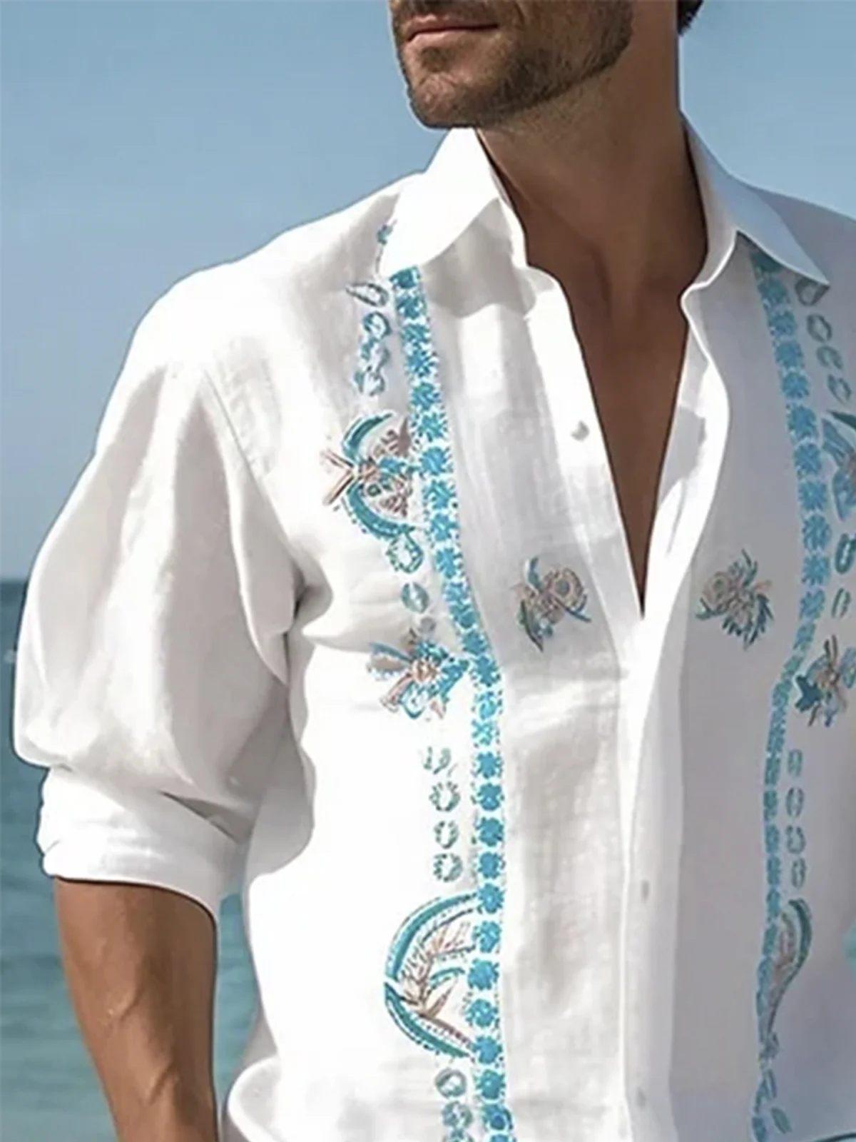 Royaura Men's Vintage Casual Resort Print Oversized Shirt