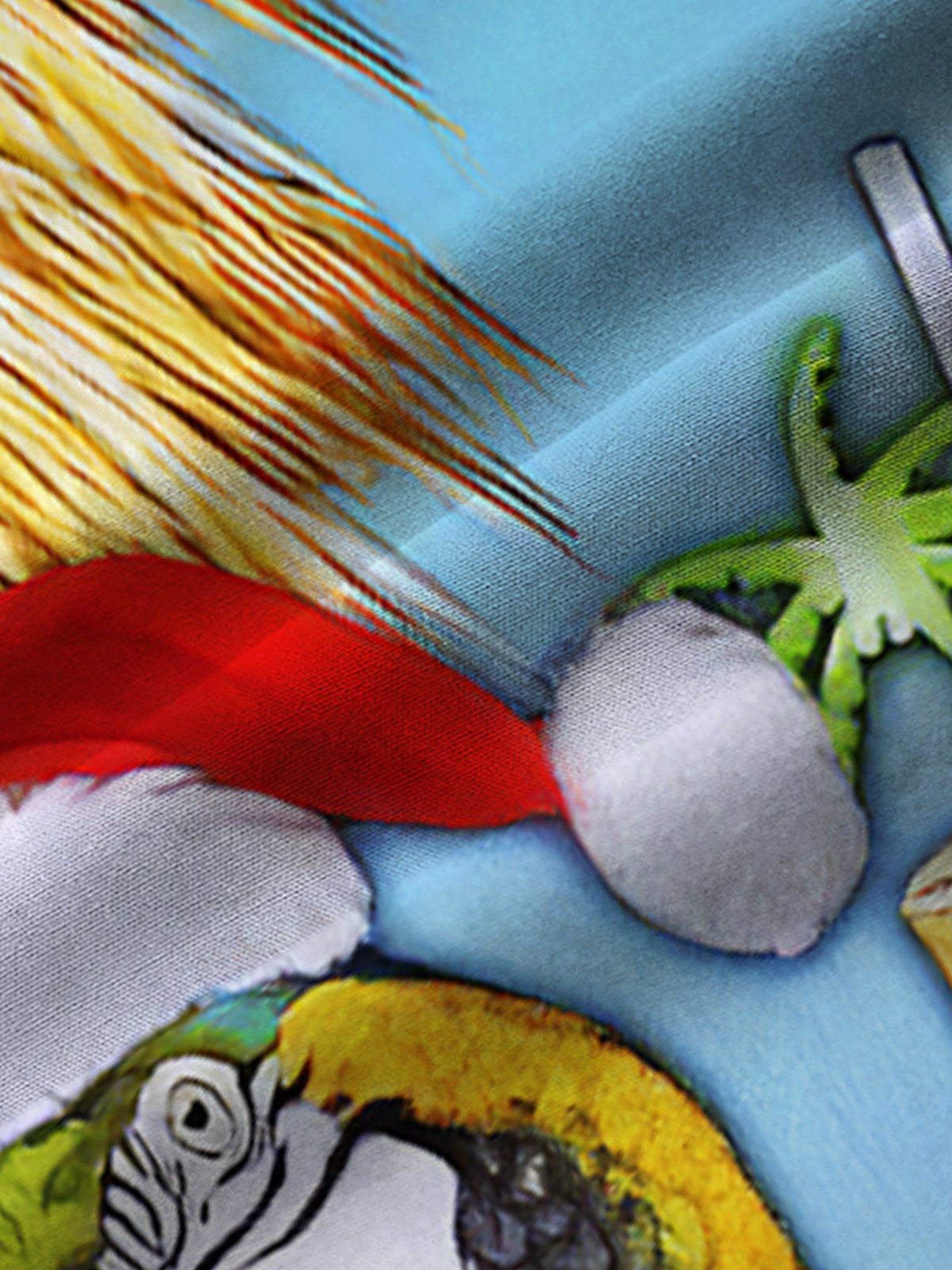 Royaura Men's Christmas Parrot Print Button Pocket Short Sleeve Shirt