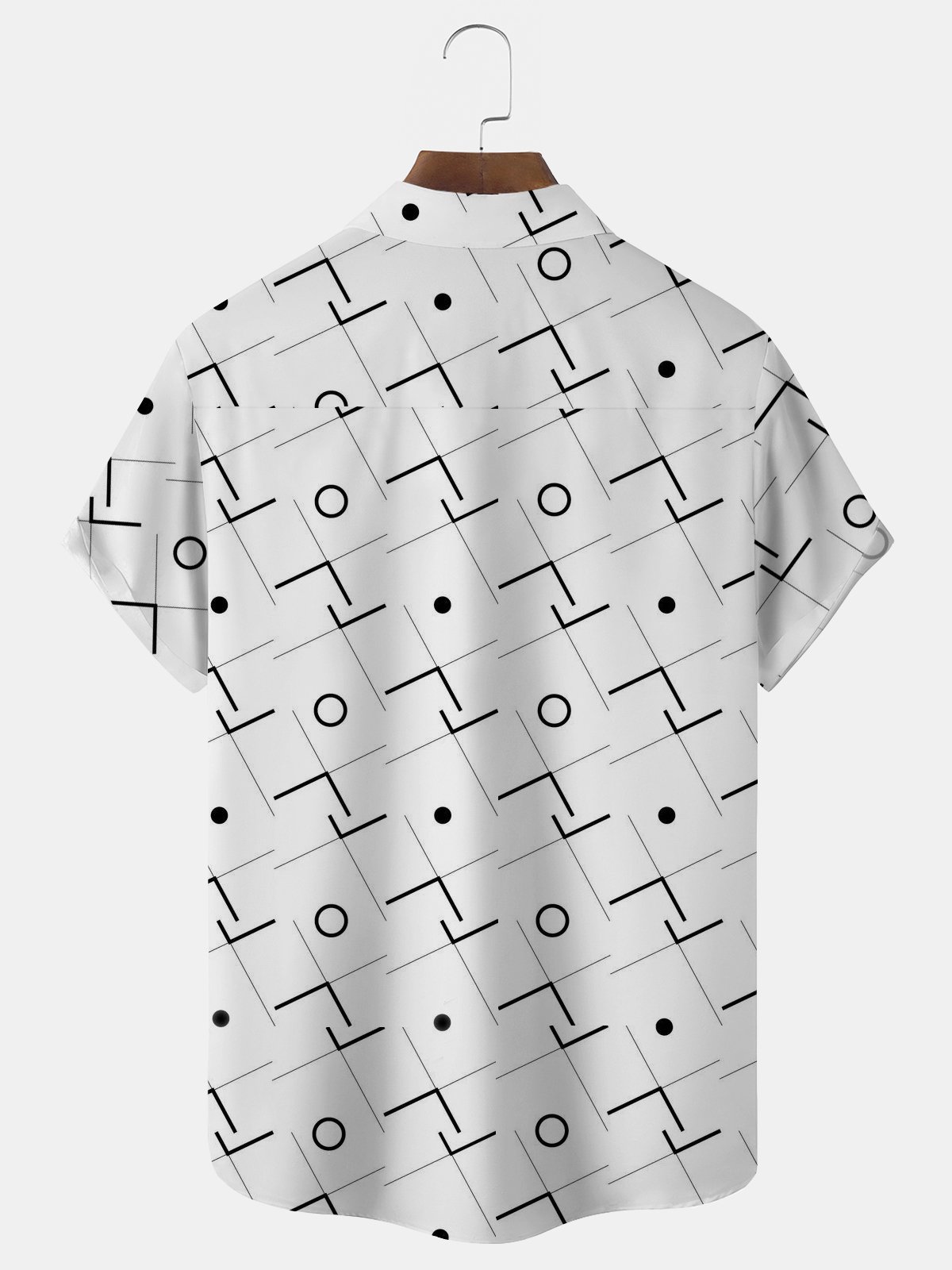 Royaura Art Men's Hawaiian Geometric Stretch Plus Size Button Down Shirt