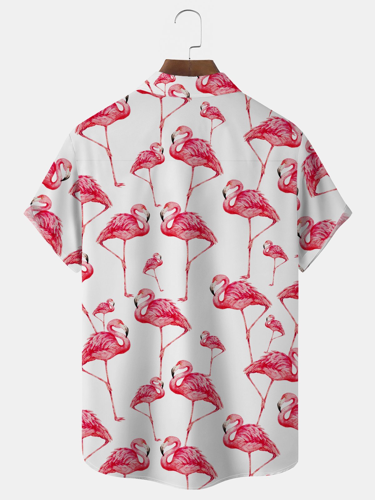 Royaura Hawaiian Flamingo Print Men's Button Pocket Shirt