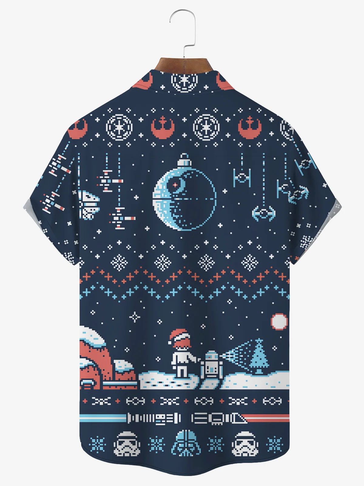 Royaura Men's Christmas Fun Print Button Pocket Shirt