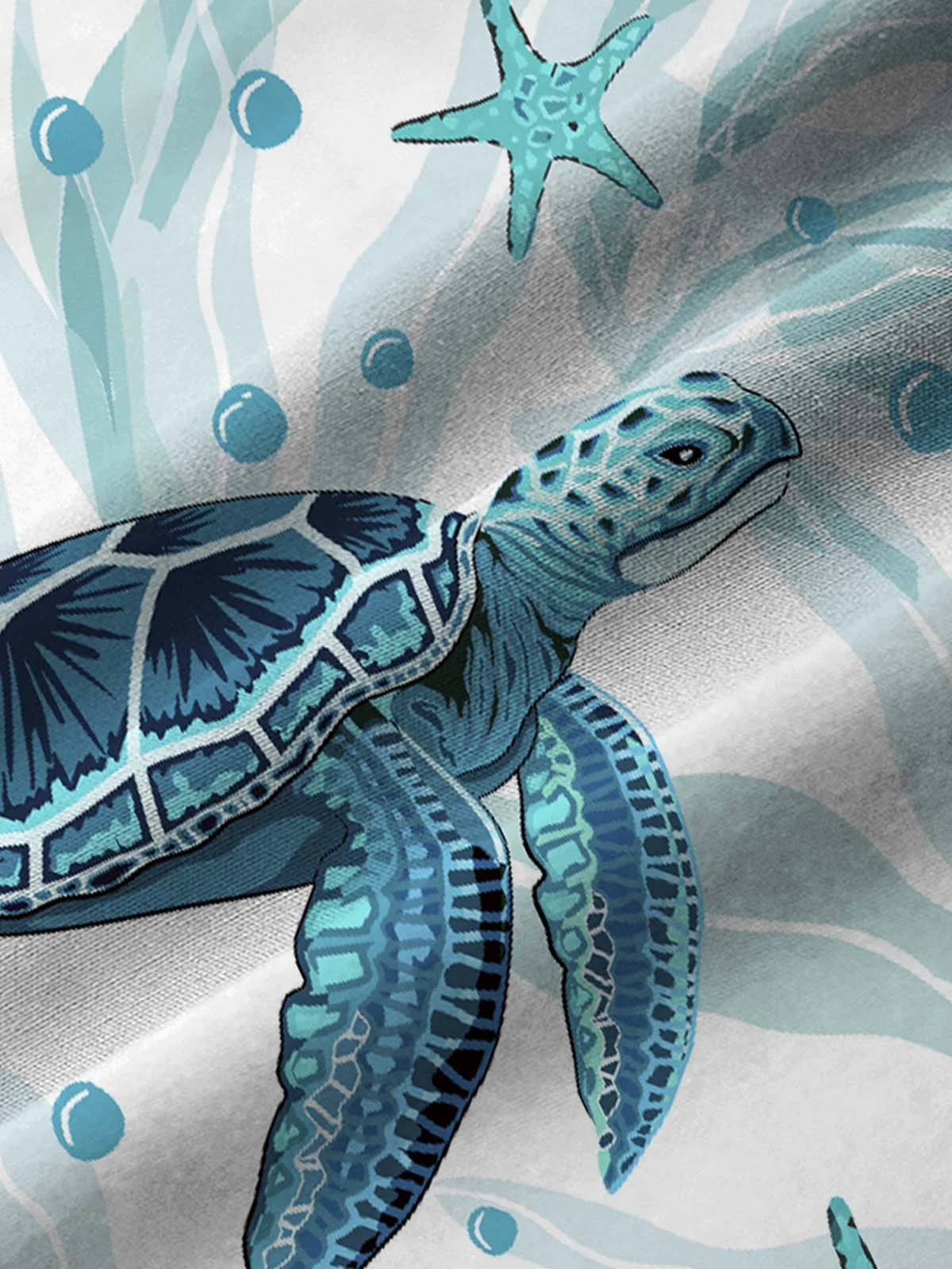 Royaura Vintage Nautical Sea Life Blue Men's Hawaiian Shirts Fun Cartoon Stretch Aloha Camp Pocket Shirts