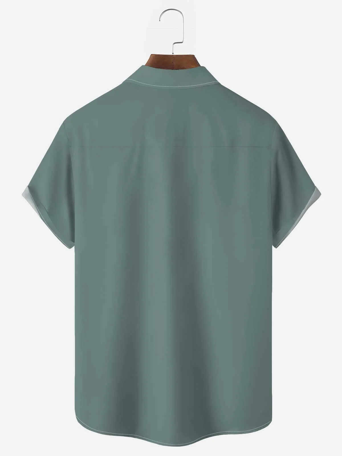 Royaura Vintage Green Men's Bowling Short Sleeve Shirt Bamboo Leaf Stretch Aloha Camp Button-Up Shirts