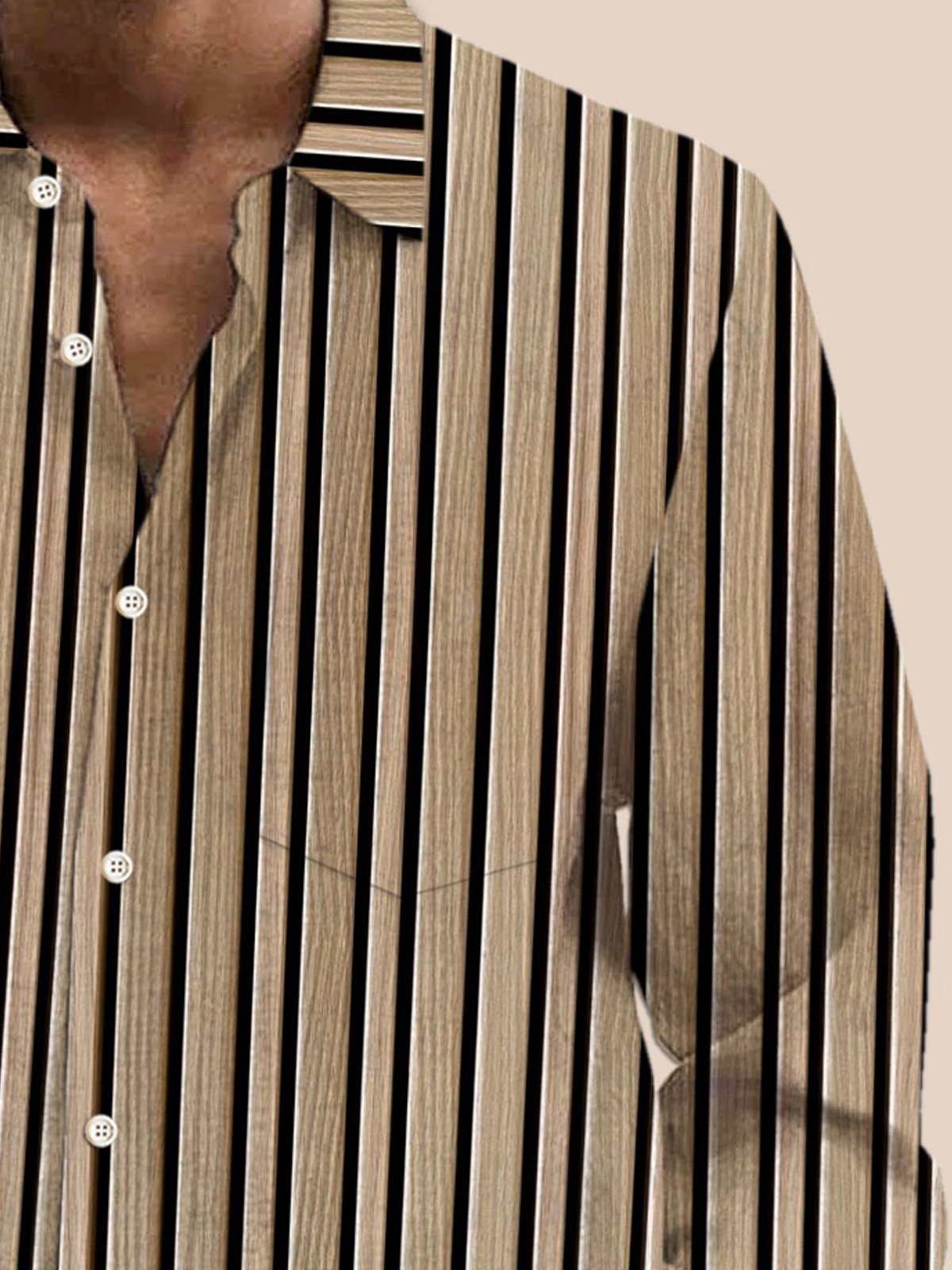 Royaura Christmas Print Men's Oversized Pocket Long Sleeve Shirt
