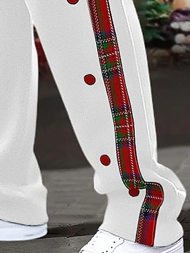 Royaura Christmas Check Print Men's Pocket Casual Pants
