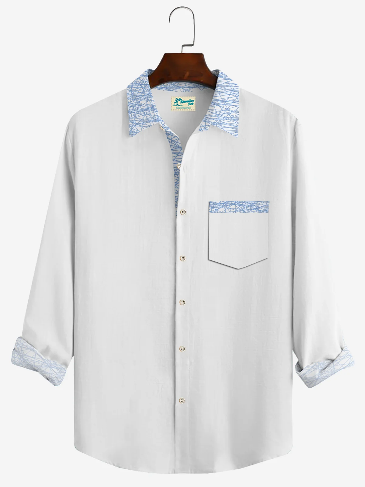 Vintage Aztec Print Patchwork Cotton And Linen Shirt