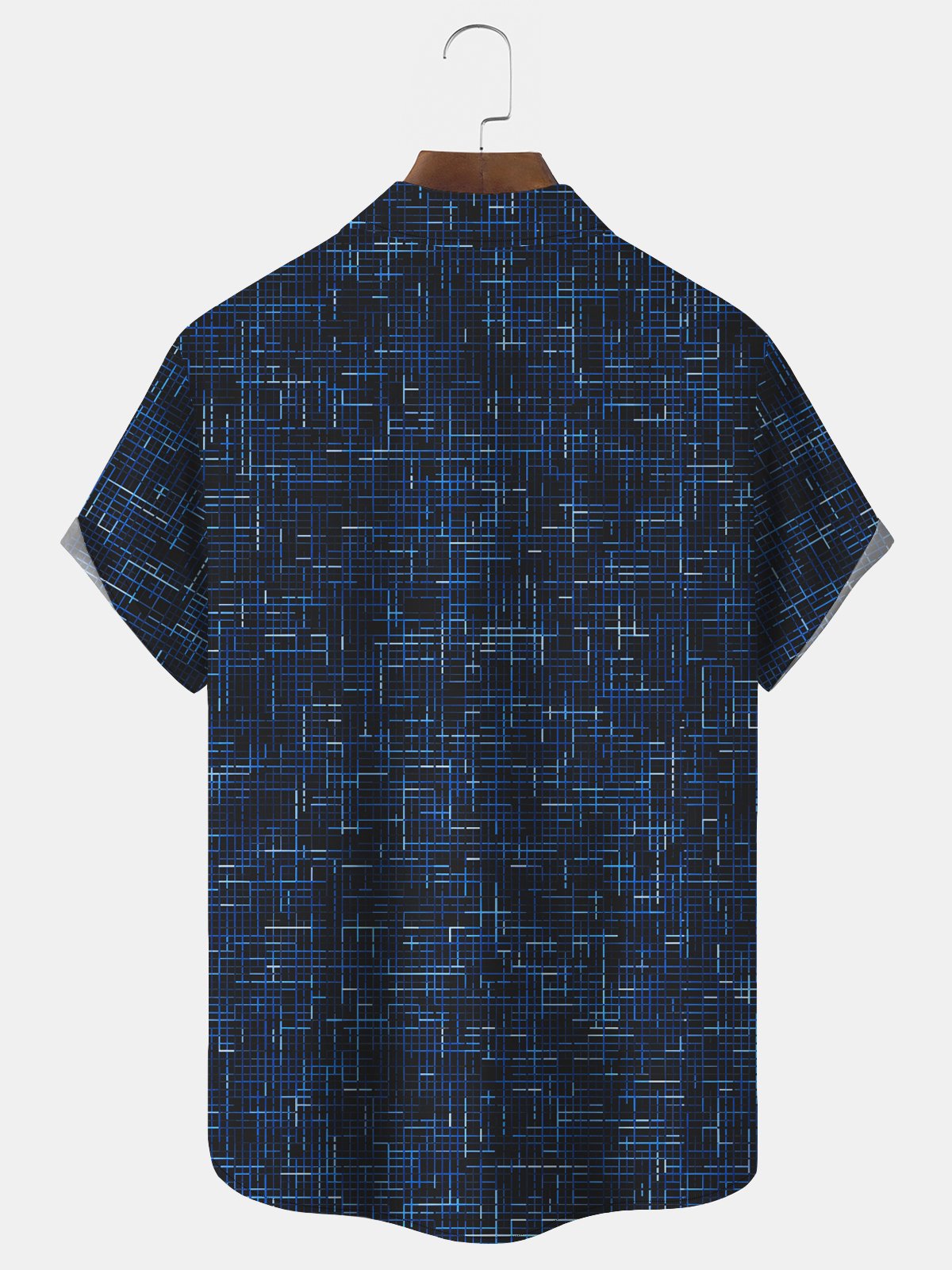 Royaura® Vintage Medieval Geometric Blue Men's Shirts Breathable Comfort Pocket Camp Shirts Big Tall