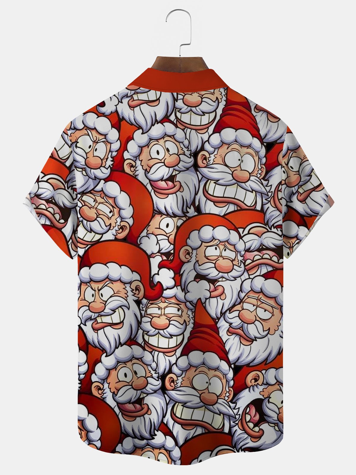 Royaura Christmas Santa Print Men's Button Pocket Shirt