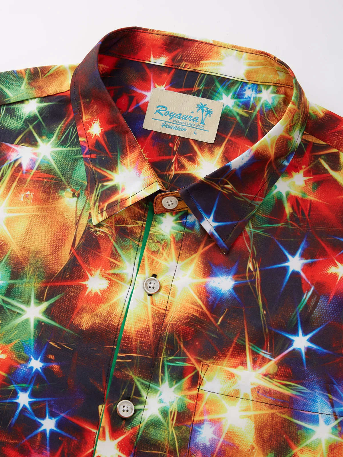 Royaura Christmas Gold Neon Men's Long Sleeve Shirts Stretch Plus Size Drama Costume Button Shirts