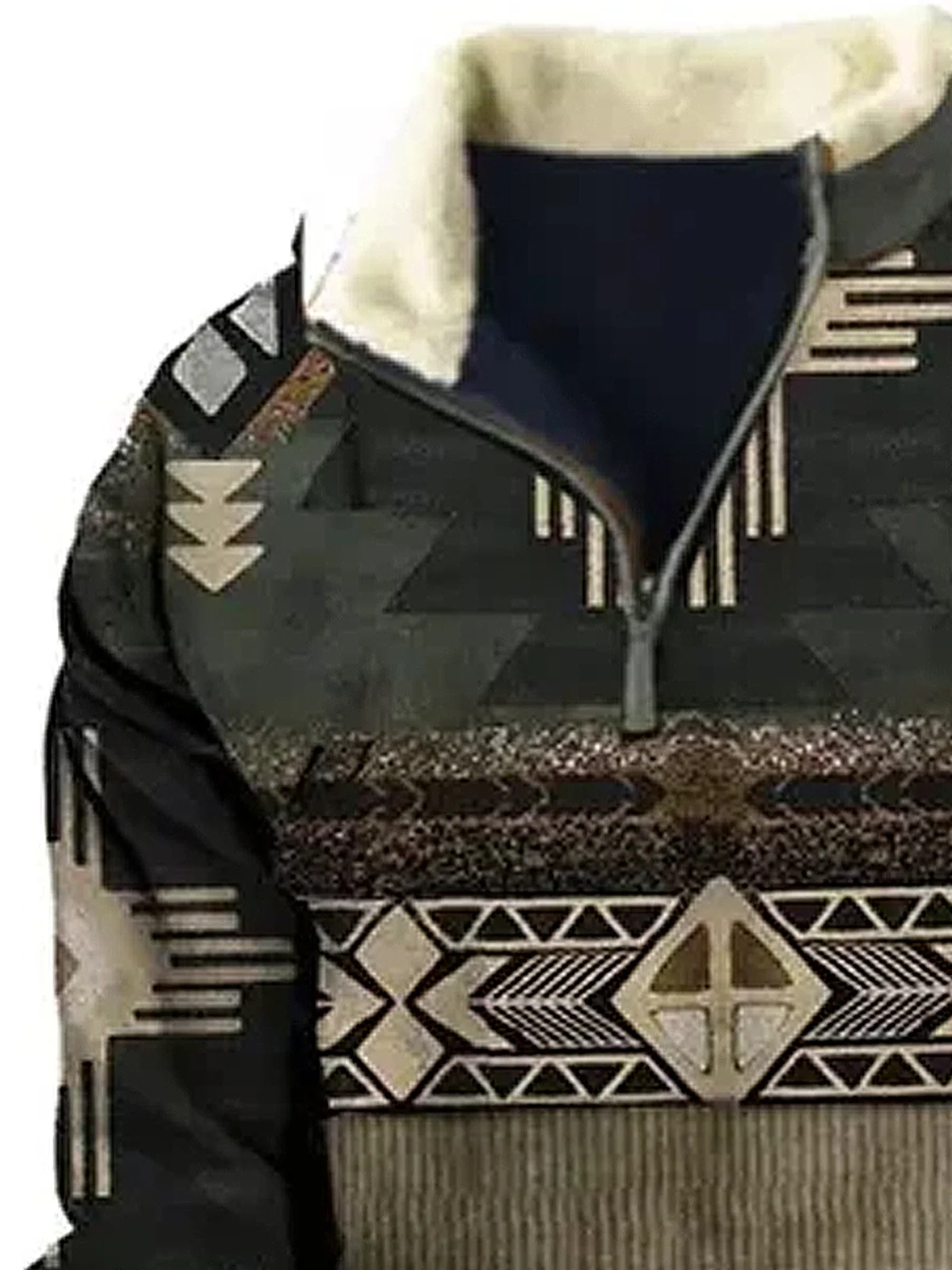 Royaura Men's Retro Western Ethnic Quarter-Zip Stand Collar Sweatshirt