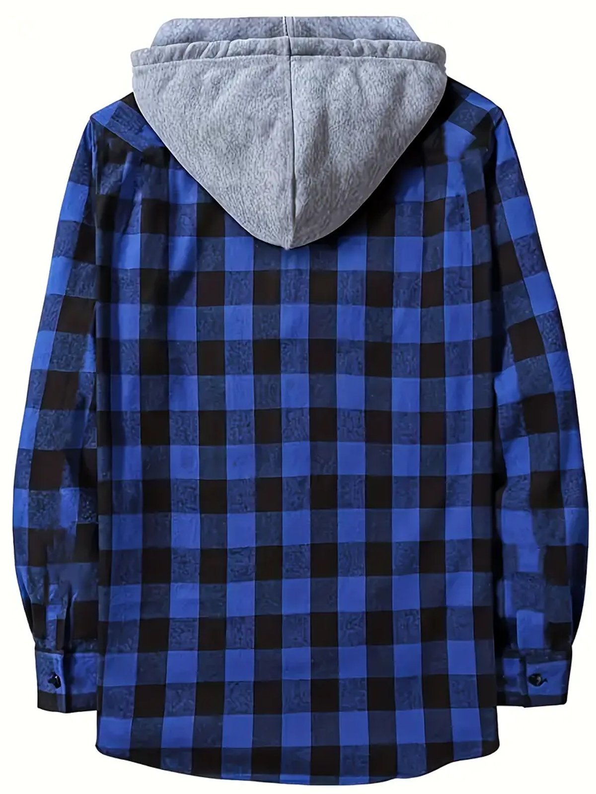 Royaura Plaid Pattern Men's Long Sleeve Hooded Shirt Jacket With Chest Pocket, Men's Casual Fall Winter Outwear