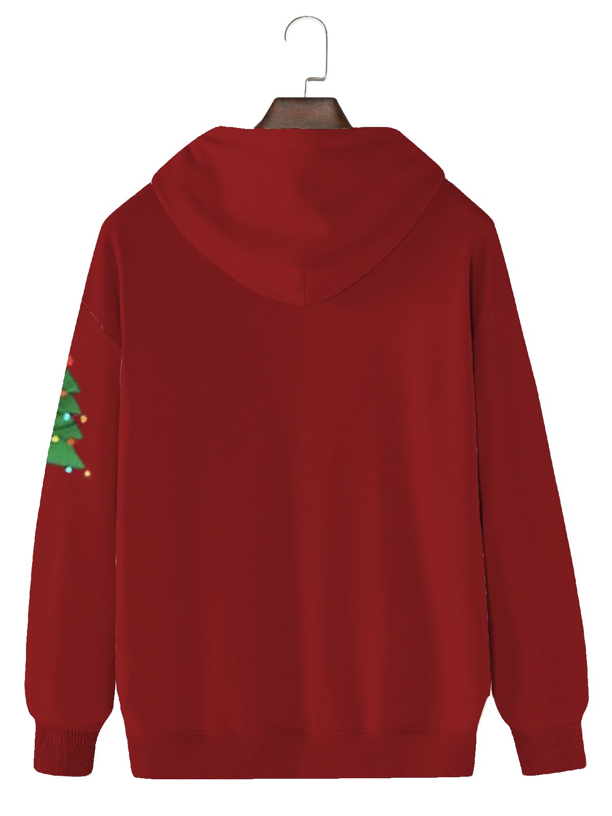 Royaura Men's Christmas Tree Letter Printed Drawstring Hooded Sweatshirt