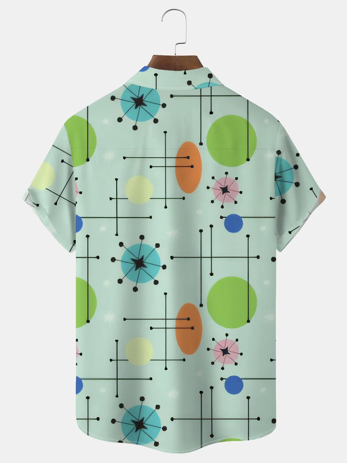 Royaura Vintage Geometric Atomic Print Men's Button Pocket Shirt