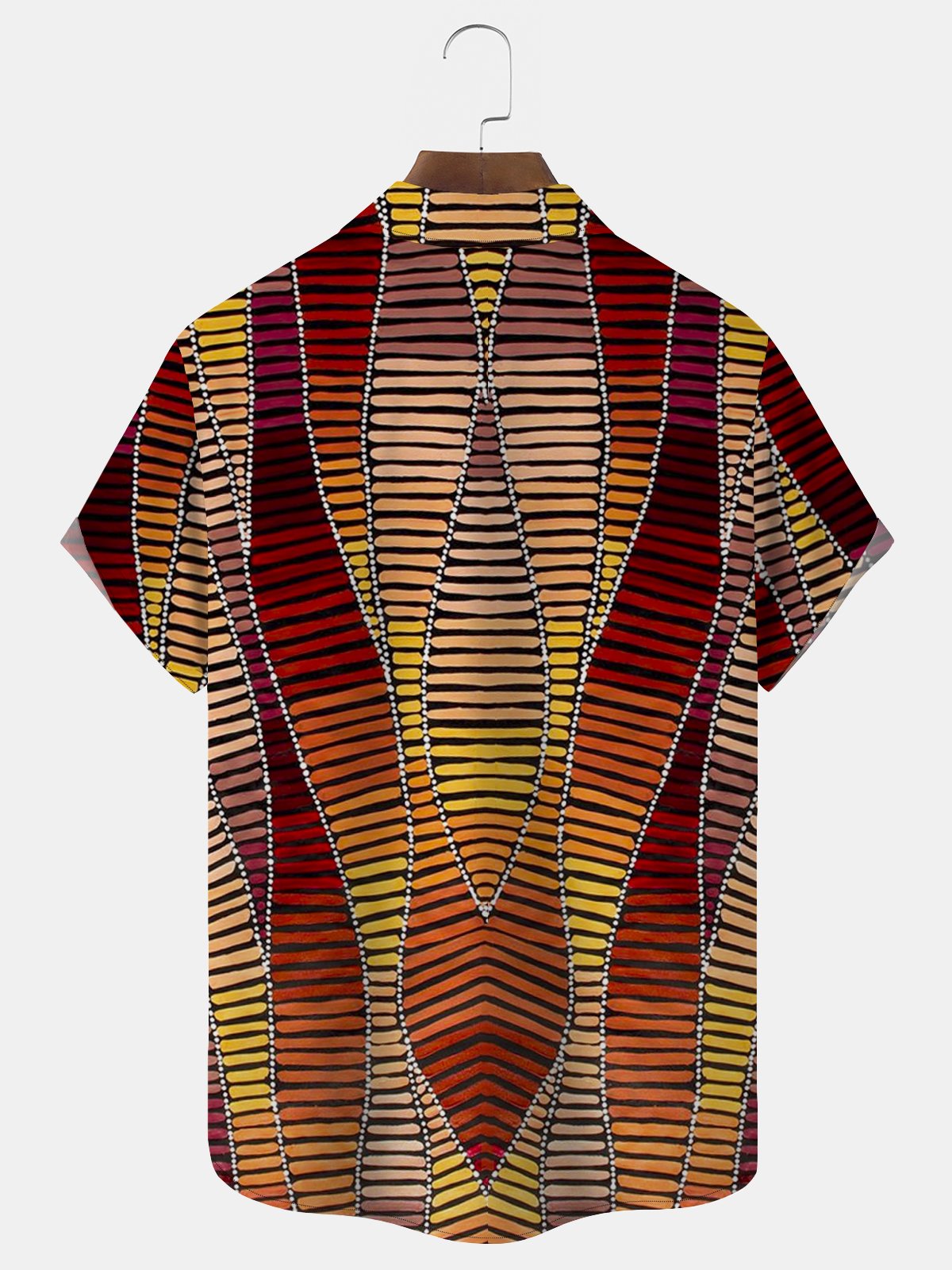Royaura® Vintage Geometric Ethnic Print Men's Button Pocket Shirt