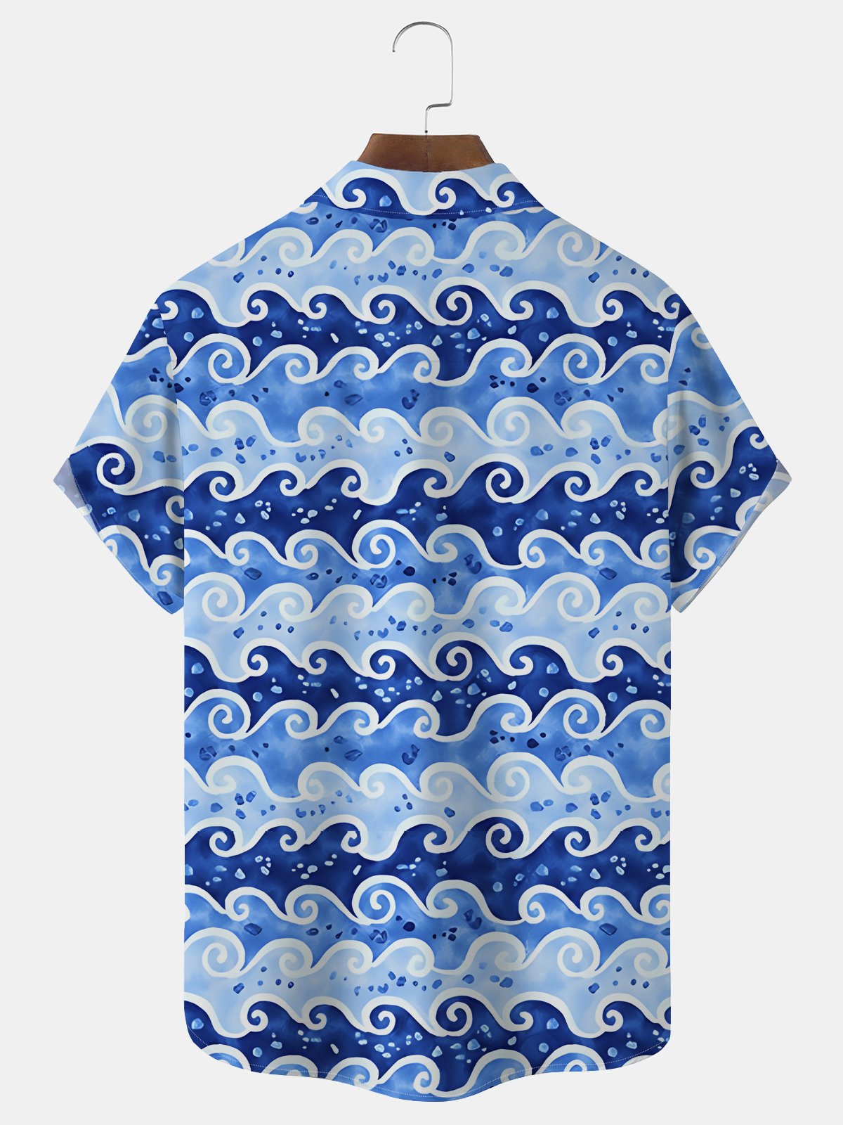 Royaura® Vintage Japanese Wave Blue Men's Art Shirt Ukiyoe Stretch Quick-drying Button Hawaiian Shirts