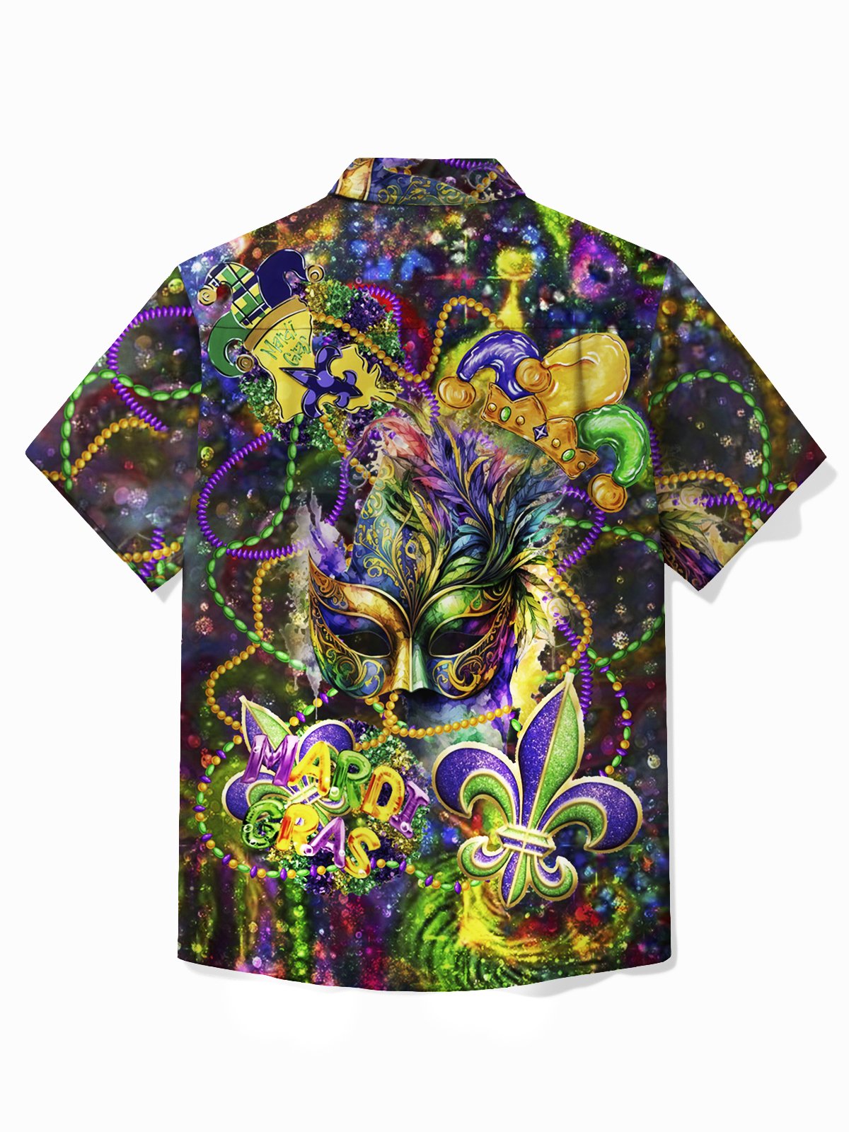 Royaura® Mardi Gras Holiday Hawaiian Shirt Mask & Tops