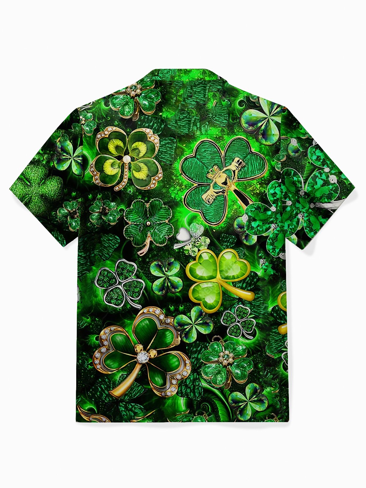 Royaura Holiday St. Patrick's Men's Hawaiian Shirt Oversized Stretch  Clover Art Shirts