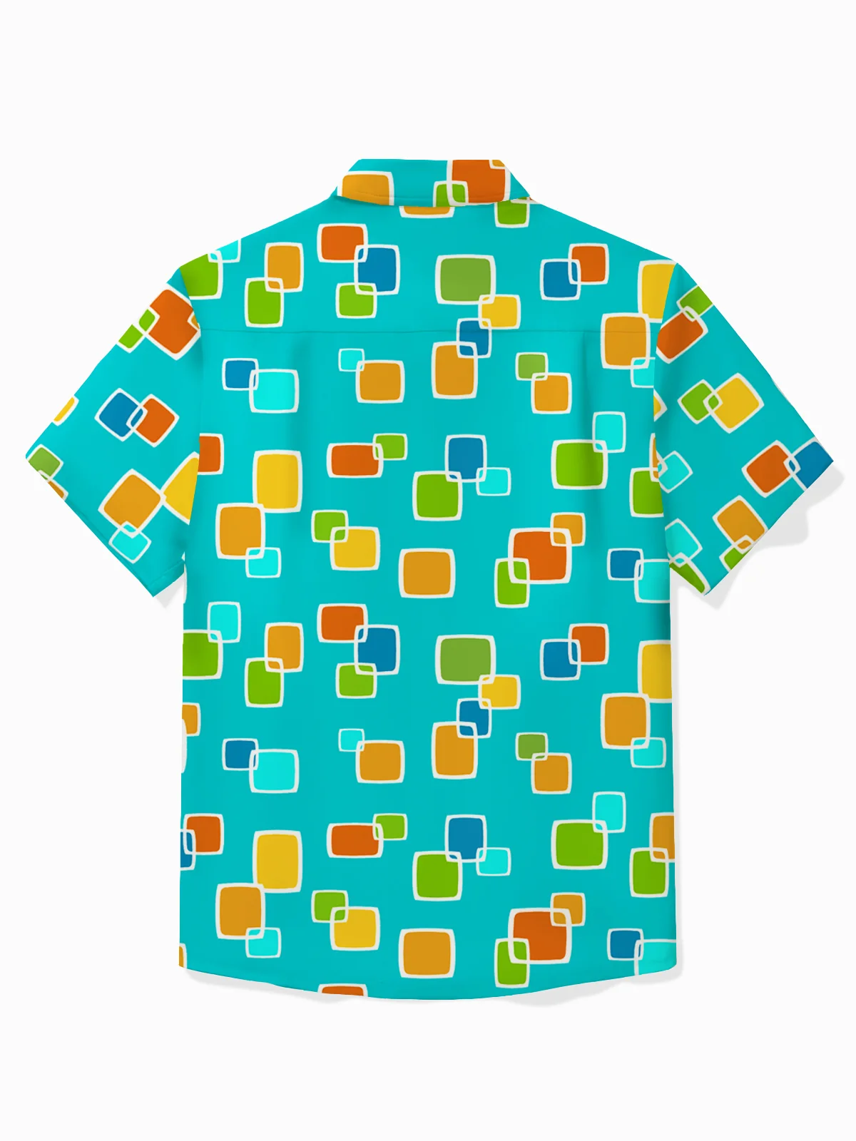 Royaura® Vintage Casual Mid-Century Blue Men's Hawaii Shirts Stretch Pocket Camp Shirt Big Tall