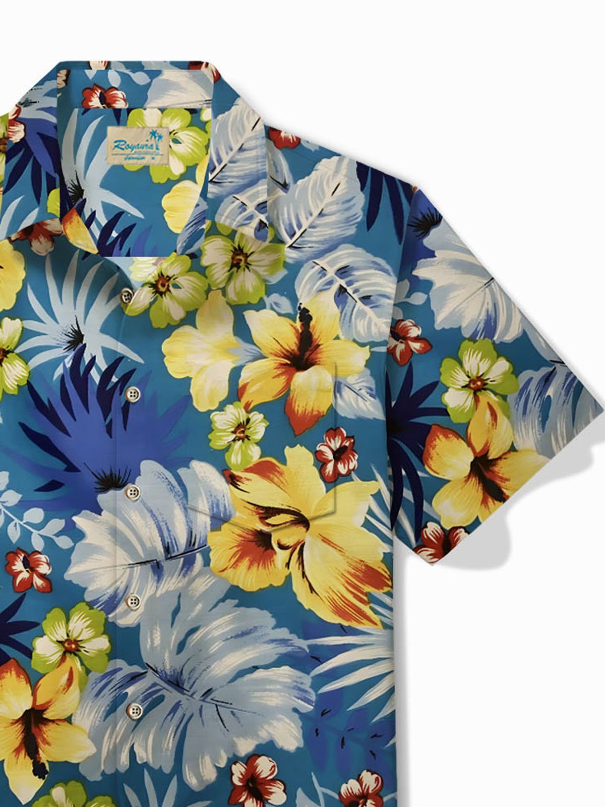 Royaura® Beach Holiday Men's Floral Hawaiian Shirt Quick Drying Easy Care Camp Pocket Shirt Big Tall