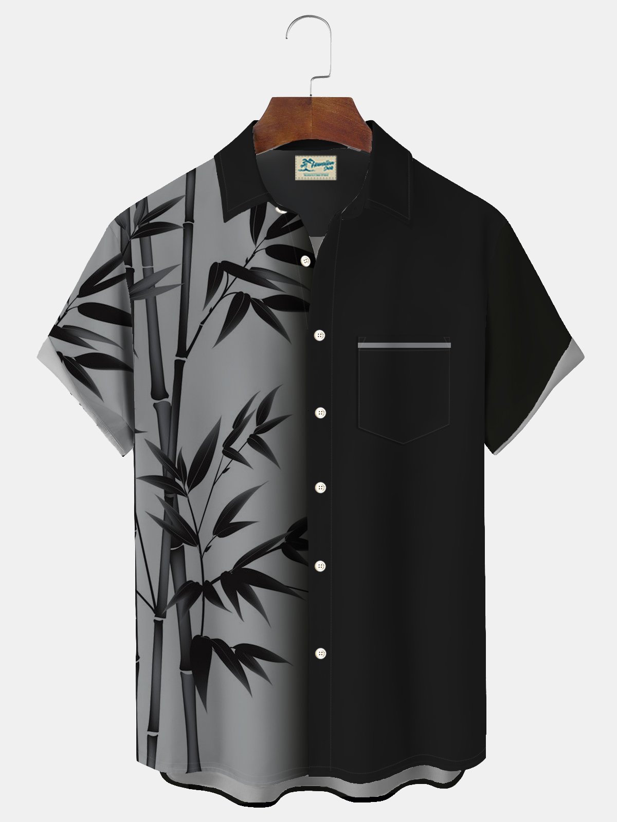 Royaura Hawaiian Bamboo Ombre Printed Men's Button Pocket Shirt