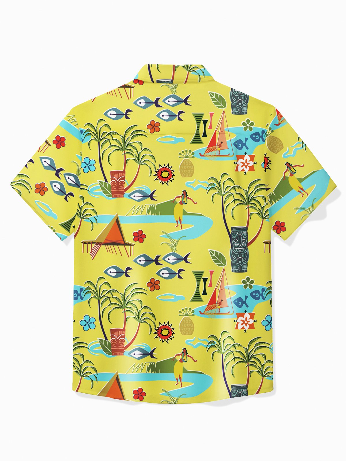 Royaura® Hawaiian Shirt Coconut Tree Geometric Tiki & Tops