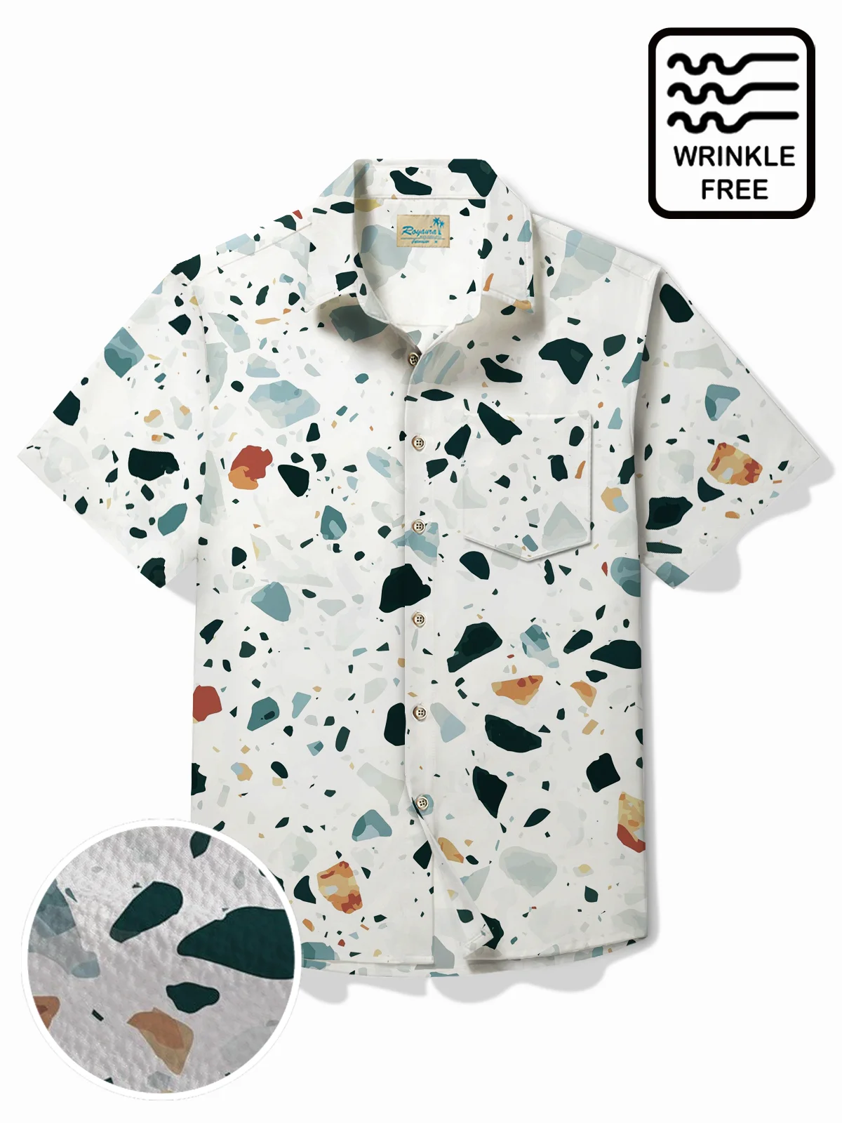 Royaura® Basic Abstract Printed Men's Button Pocket Shirt