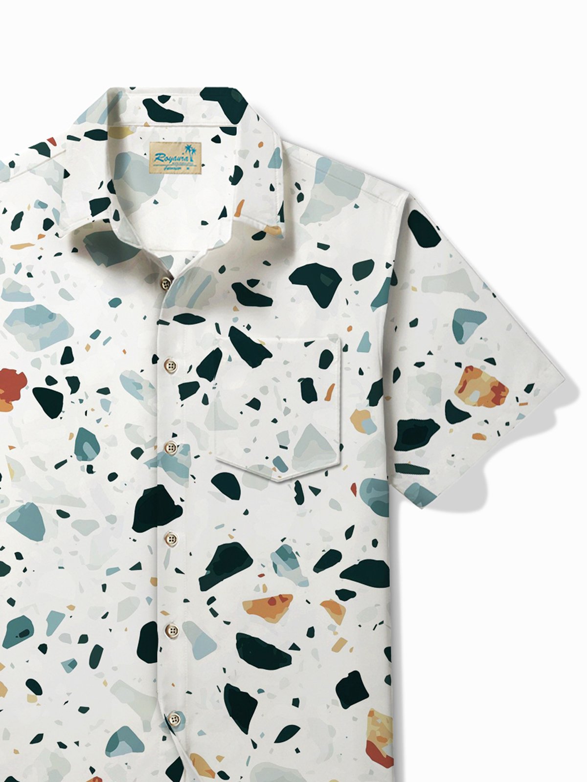 Royaura® Basic Abstract Printed Men's Button Pocket Shirt
