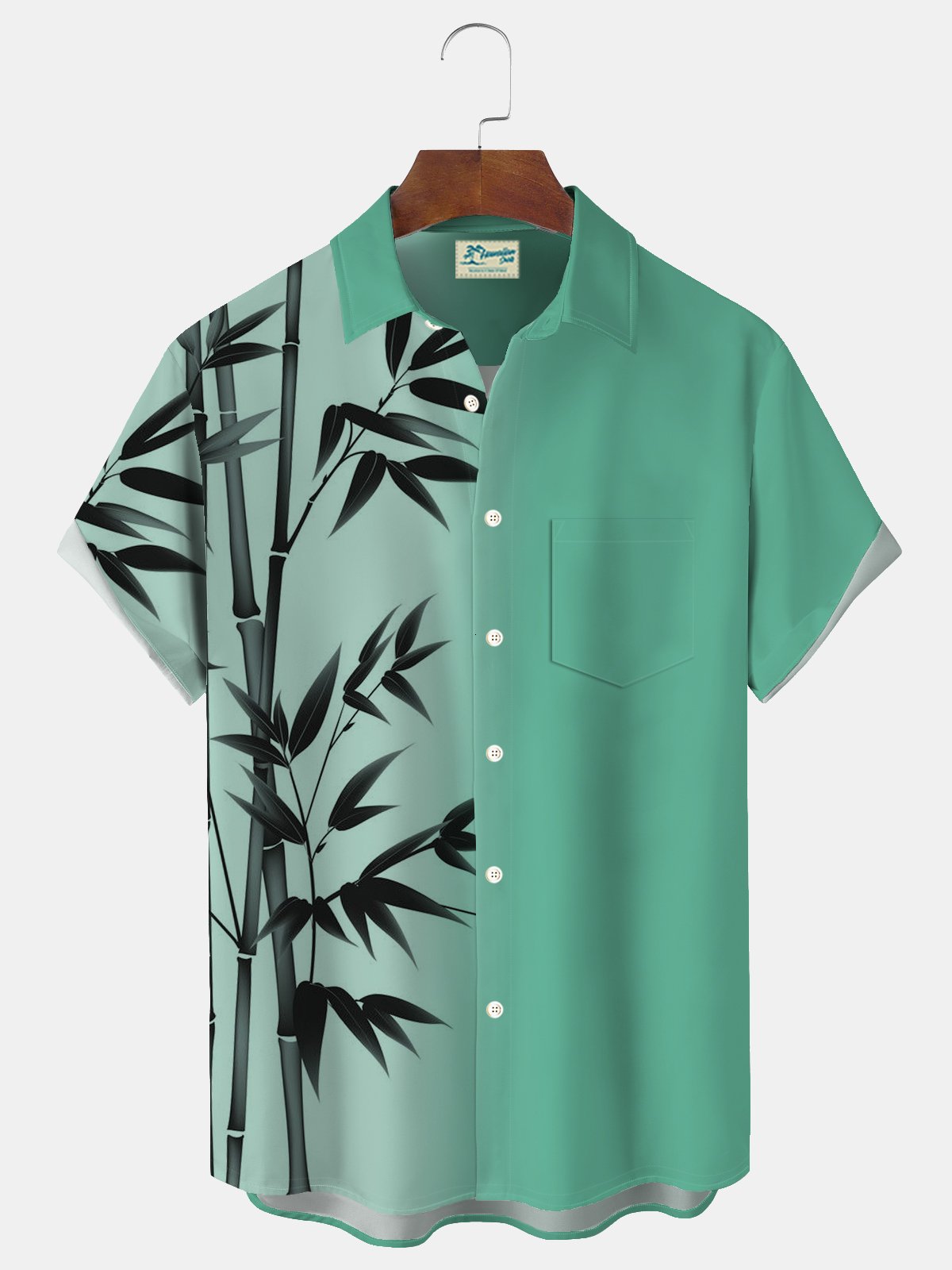 Royaura Hawaiian Bamboo Ombre Printed Men's Button Pocket Shirt