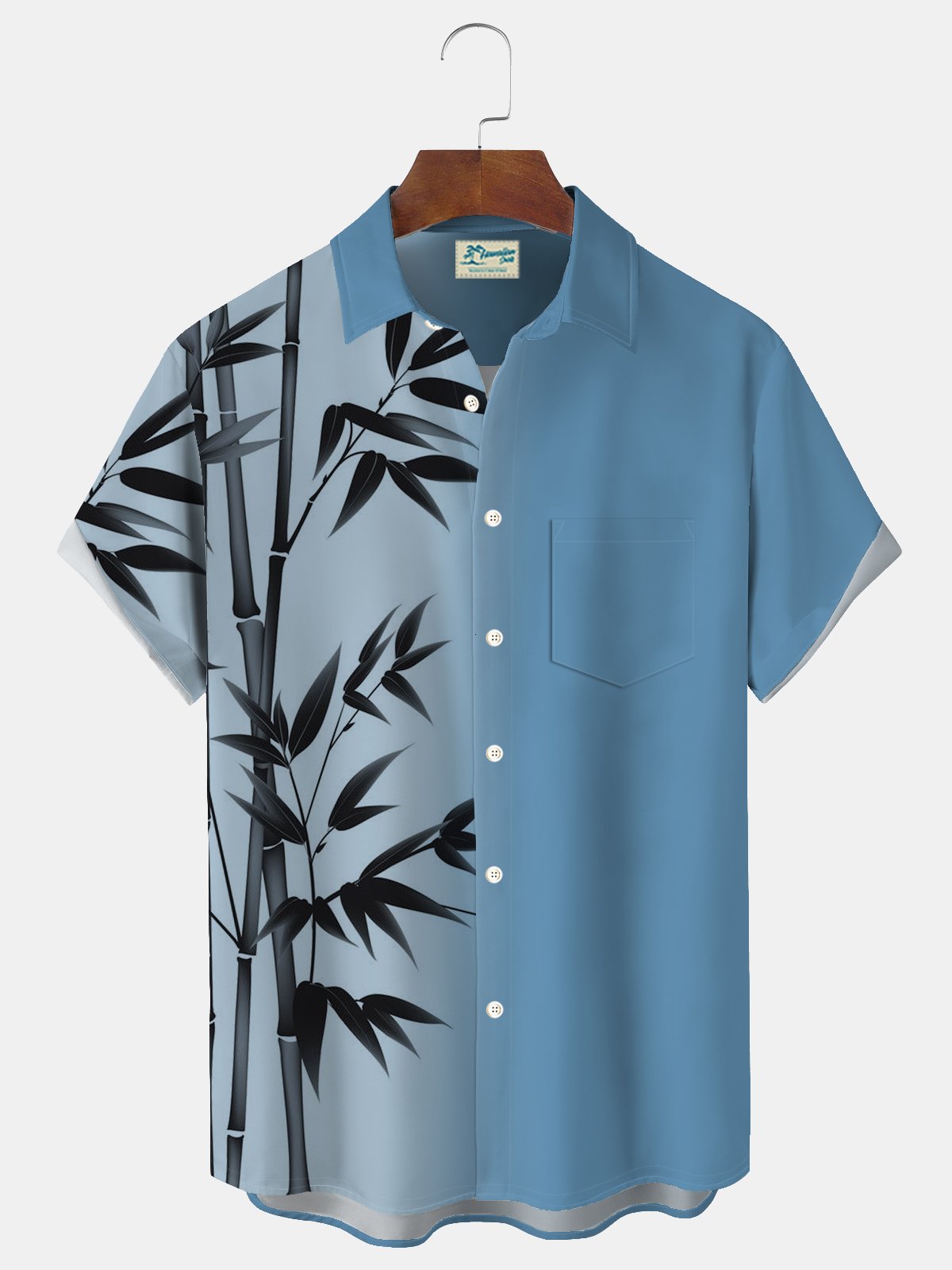 Royaura Hawaiian Bamboo Ombre Printed Men's Button Pocket Shirt