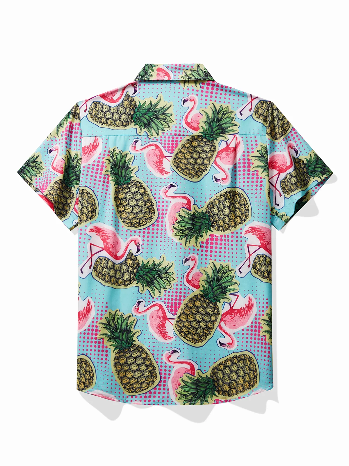 Royaura Beach Holiday Blue Men's Hawaiian Cool Ice Shirts Flamingo Pineapple