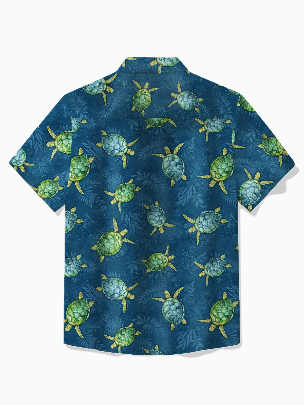 Royaura® Beach Vacation Green Men's Hawaiian Shirt Turtle Art Quick Dry Button Pocket Shirt Big Tall