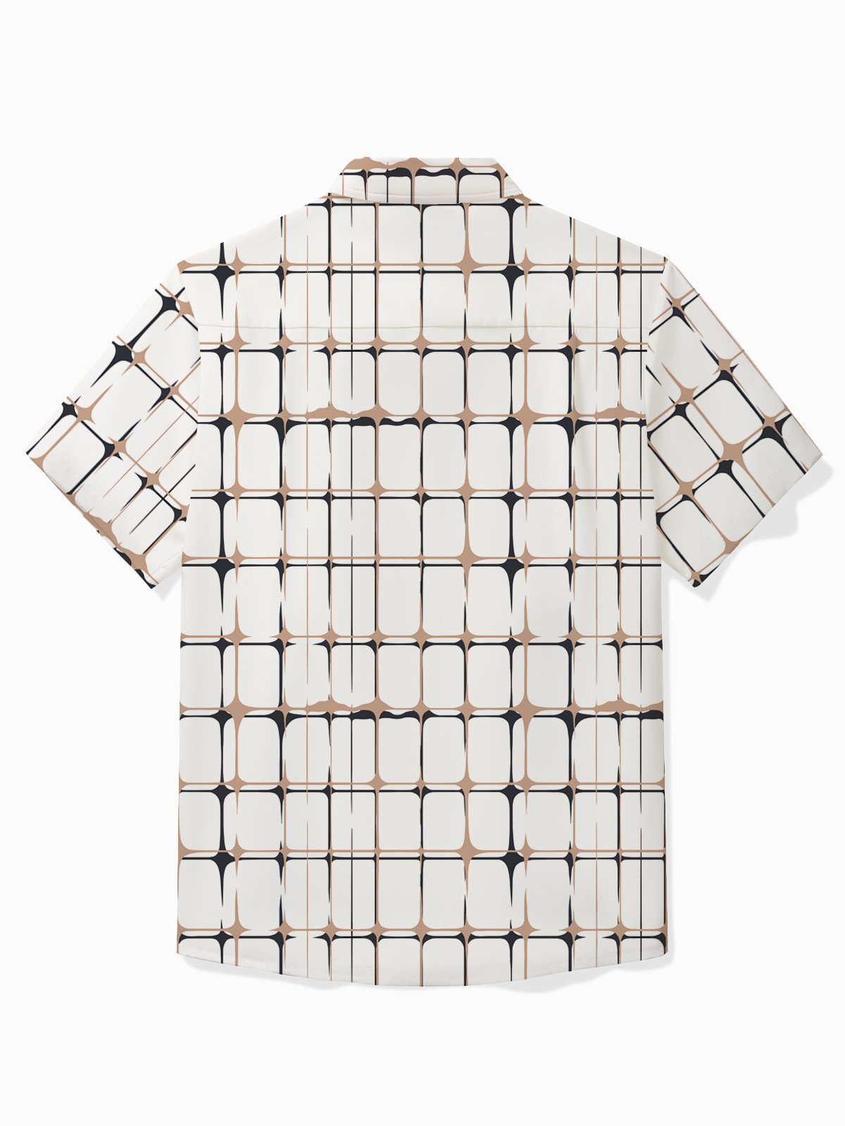 Royaura® Basics Men's Plaid Geometric Print Button Pocket Short Sleeve Shirt