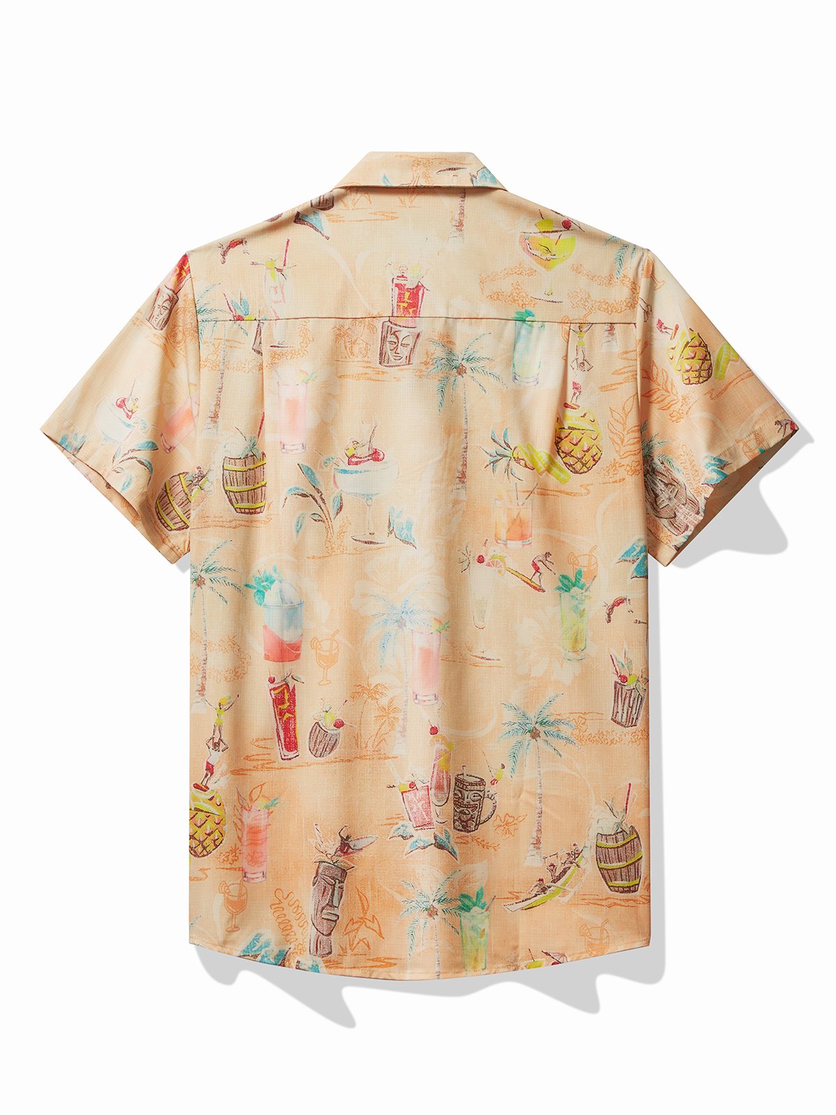 Royaura Coconut Cocktail Print Cool Ice Shirts Sweat-wicking Beach Men's Hawaiian Oversized Pocket Shirt