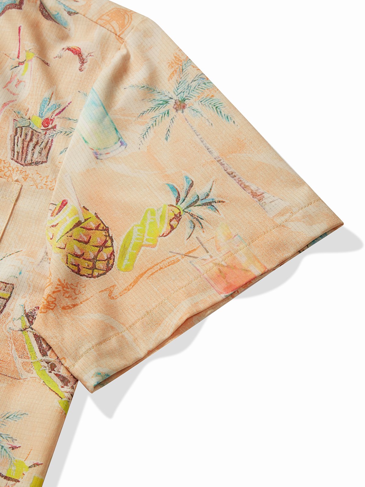 Royaura Coconut Cocktail Print Cool Ice Shirts Sweat-wicking Beach Men's Hawaiian Oversized Pocket Shirt