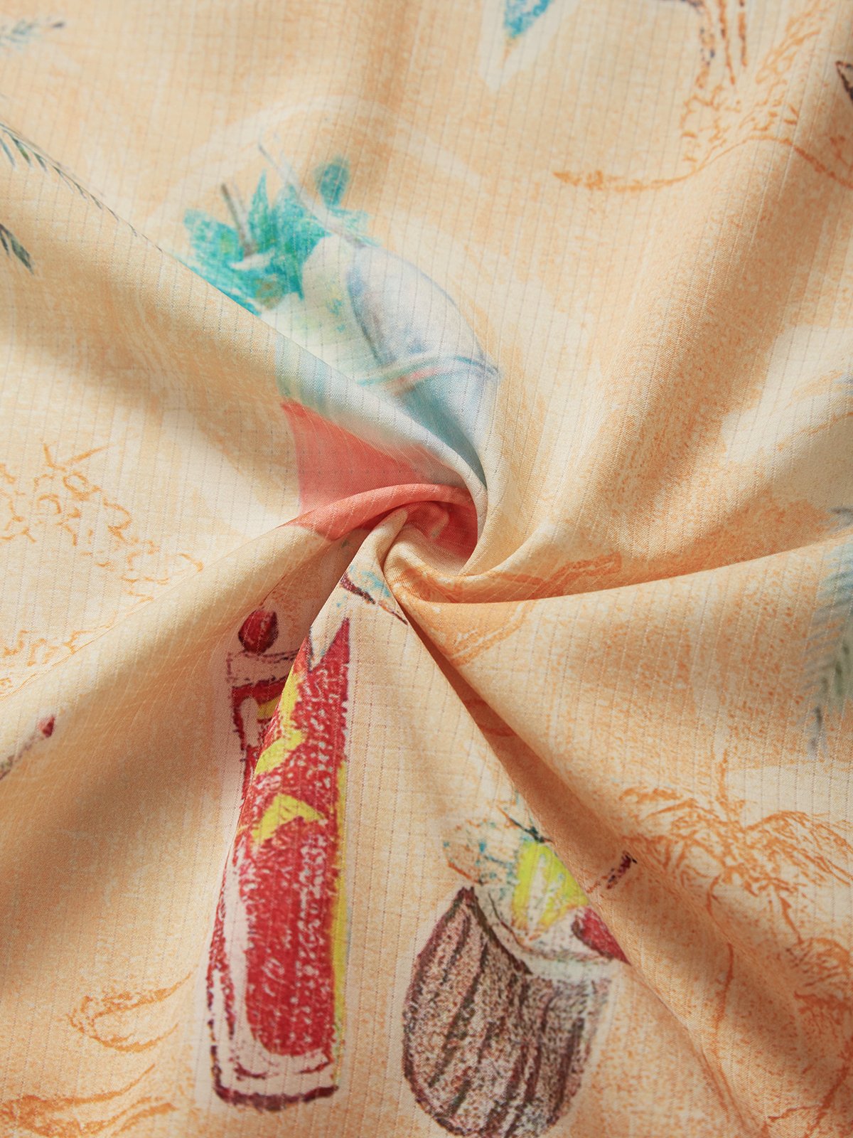 Royaura Coconut Cocktail Print Cool Ice Shirts Sweat-wicking Beach Men's Hawaiian Oversized Pocket Shirt