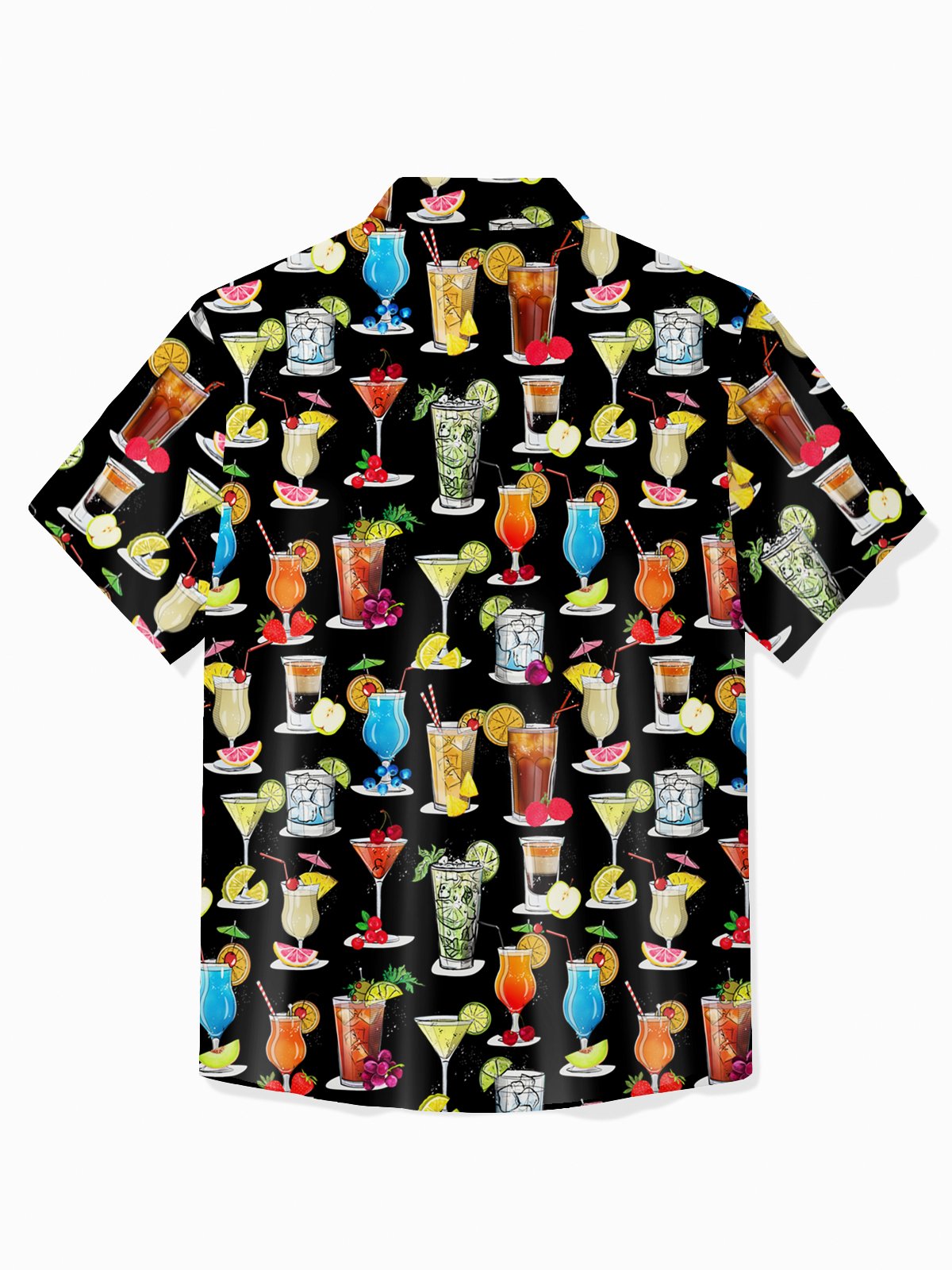 Royaura® x David Bailey Beach Vacation Cocktail Men's Hawaiian Shirt Pocket Button-Down Shirt Big Tall
