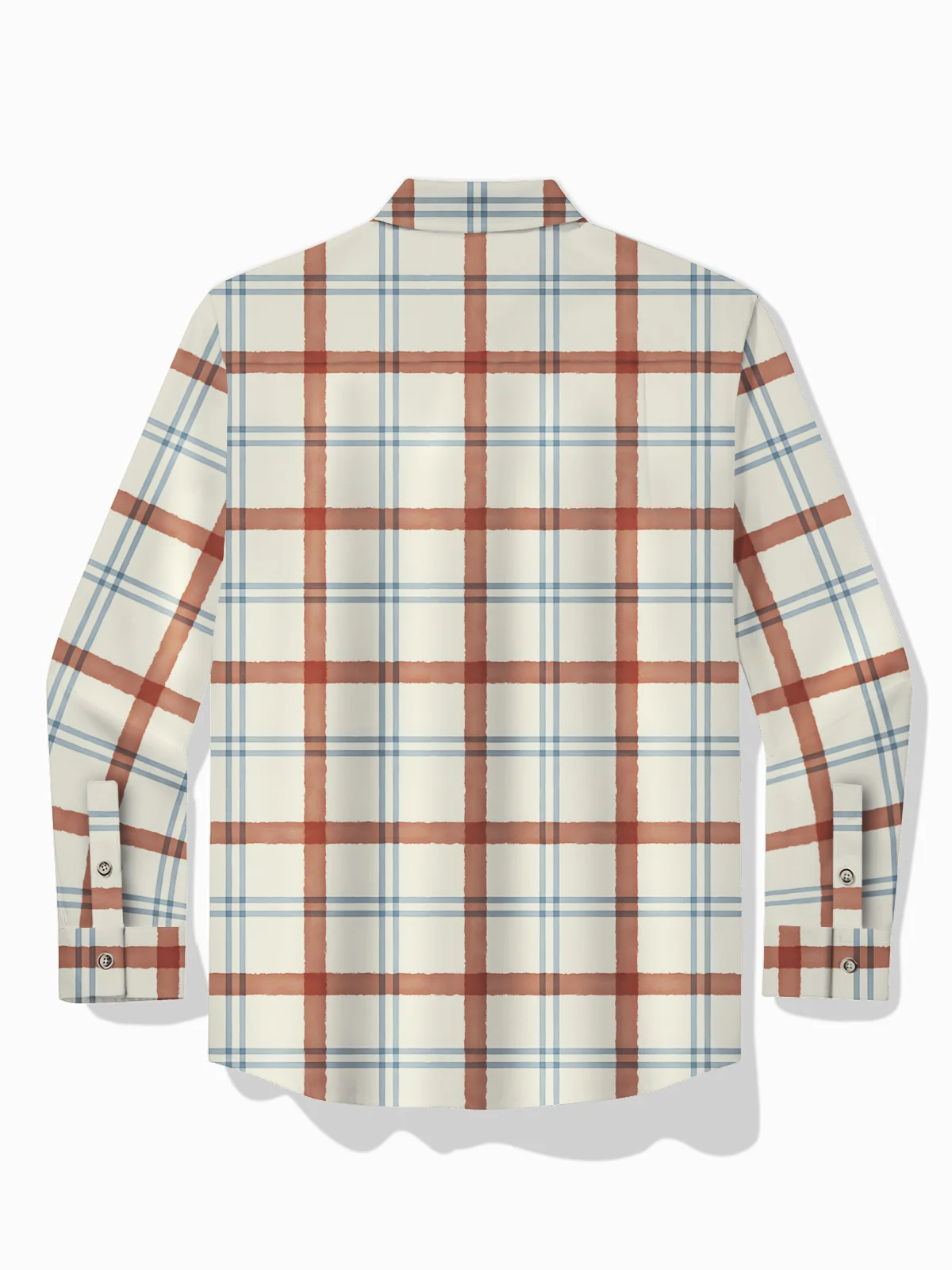 Royaura® Basic Check Print Men's Hawaiian Long Sleeve Shirt Easy Care Pocket Camping Shirt