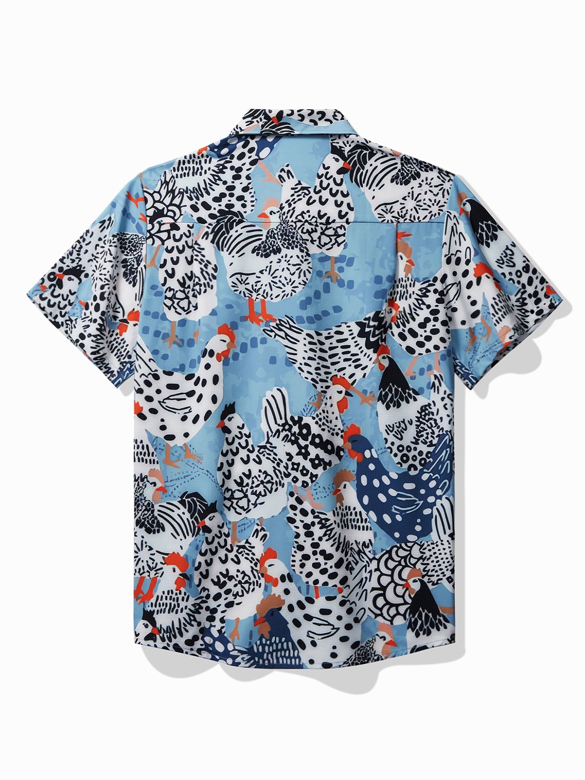 Royaura Rooster Print Cool Ice Shirts Sweat-wicking Beach Men's Hawaiian Oversized Pocket Shirt