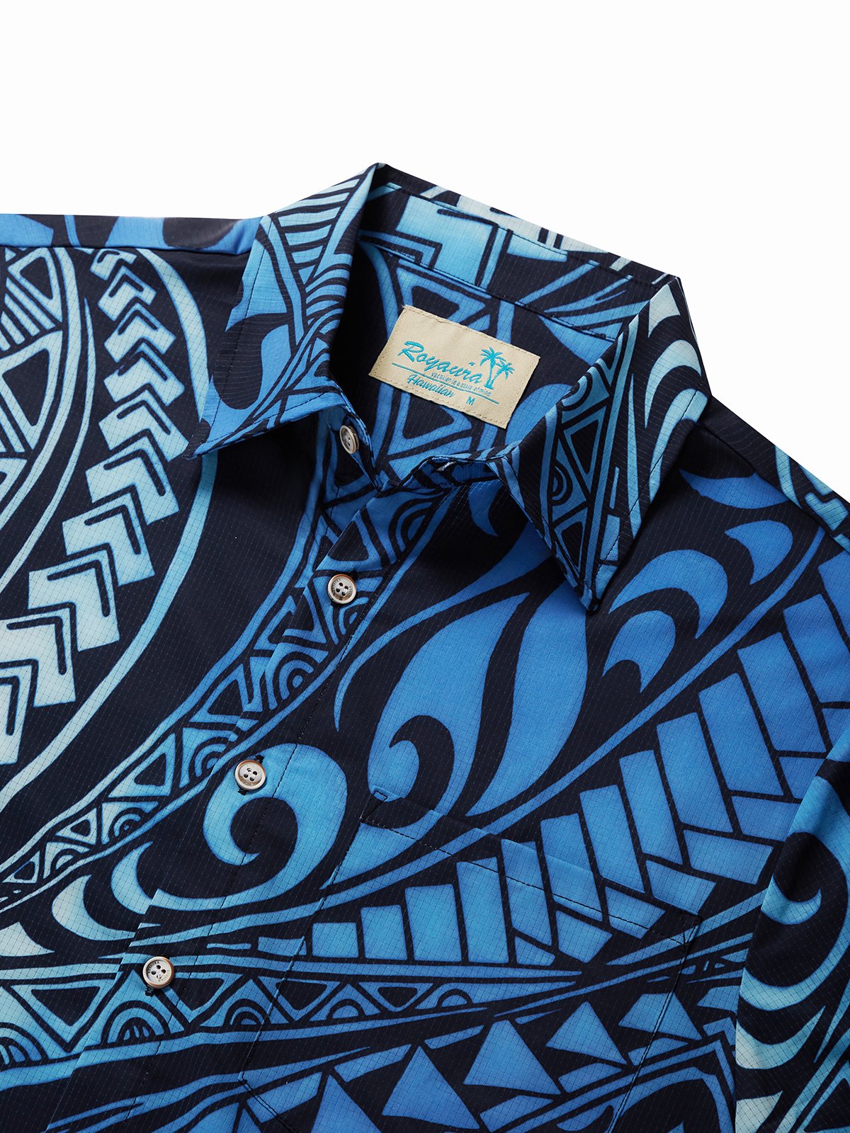 Royaura® Cool Ice Men's Hawaiian Shirts Island Tapa Geometric Art Sweat-wicking Breathable Wrinkle Free Pocket Shirts