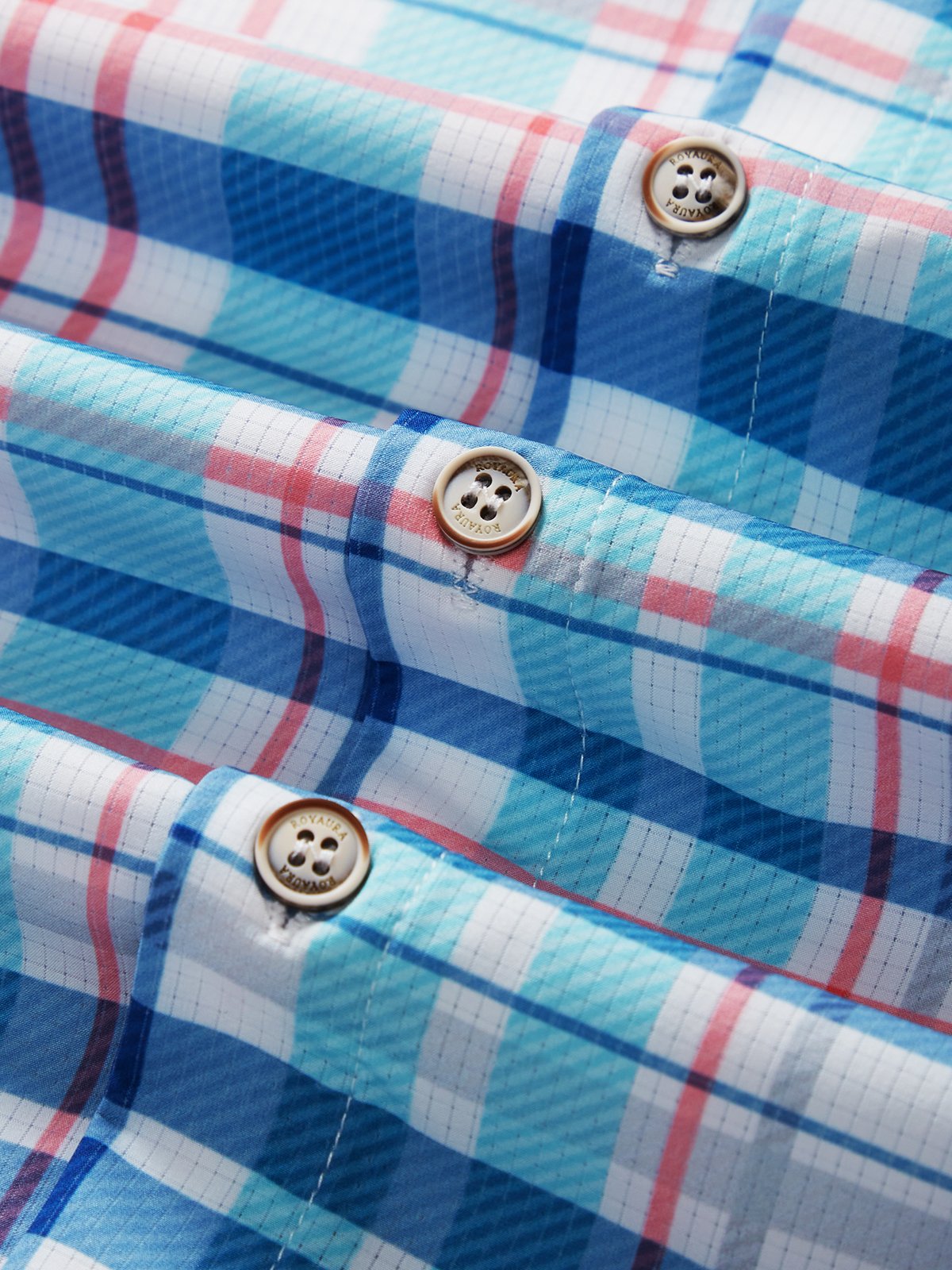 Royaura® Cool Ice Men's Hawaiian Shirts  Island Life Plaid Sweat-wicking Breathable Wrinkle Free Pocket Shirts