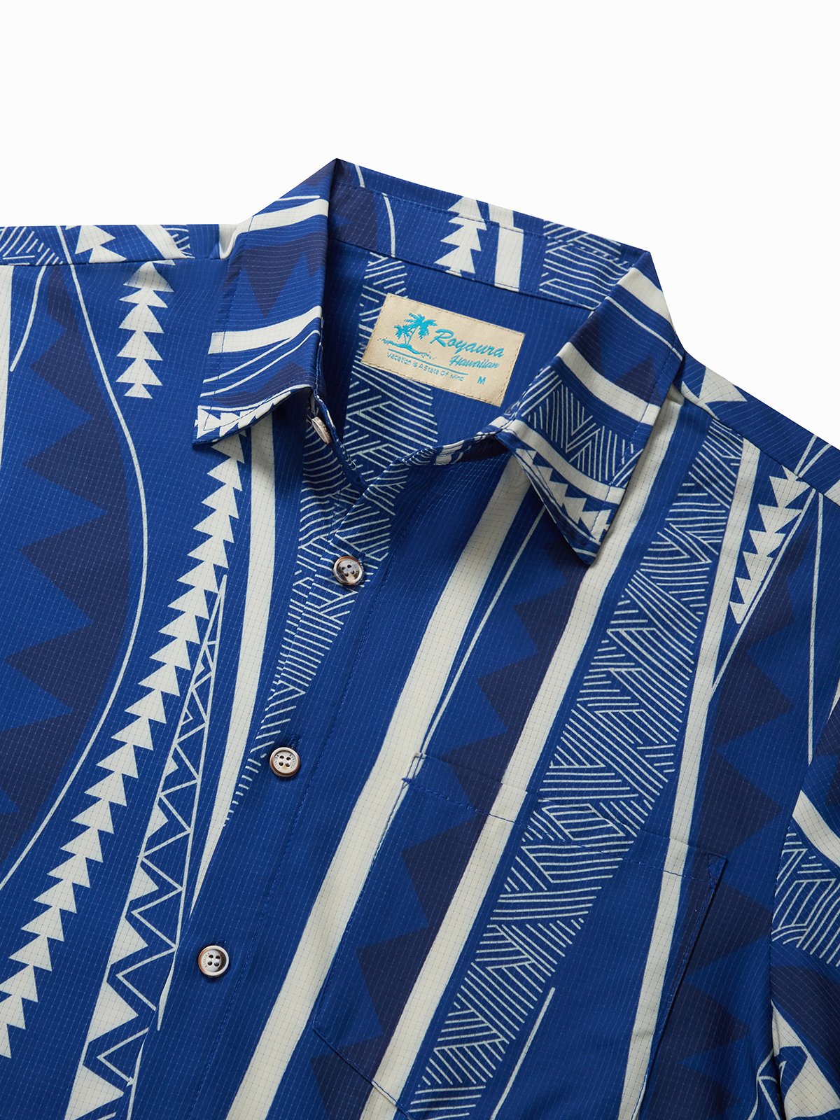 Royaura® Cool Ice Men's Hawaiian Shirts Island Tapa Geometric Art Sweat-wicking Breathable Wrinkle Free Pocket Shirts