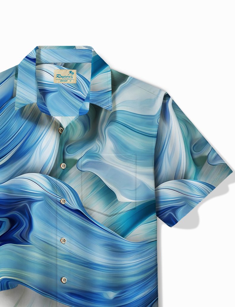 Royaura® Hawaiian Shirt Retro Abstract Textured Print Men's Button Pocket Shirt