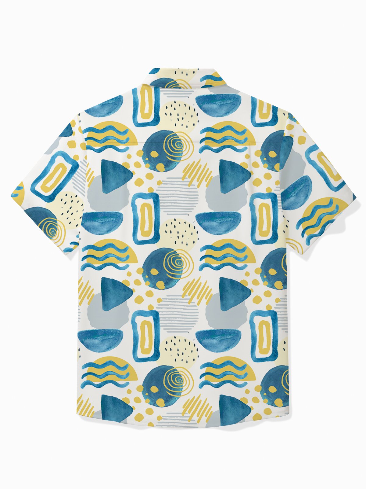 Royaura® Vintage Geometric Art Men's Hawaiian Shirt Stretch Easy Care Pocket Camp Shirt