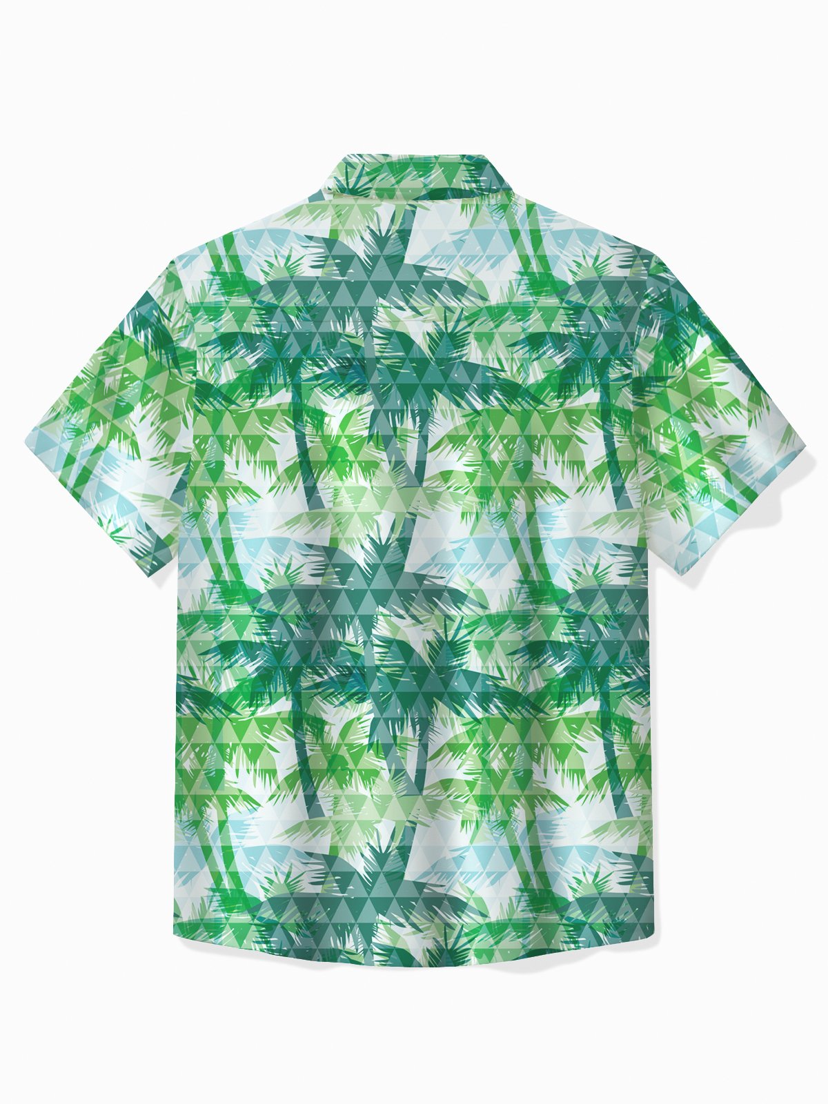 Royaura® Beach Holiday Men's Hawaiian Shirt Coconut Tree Geometric Print Seersucker Anti-Wrinkle Pocket Camping Shirt