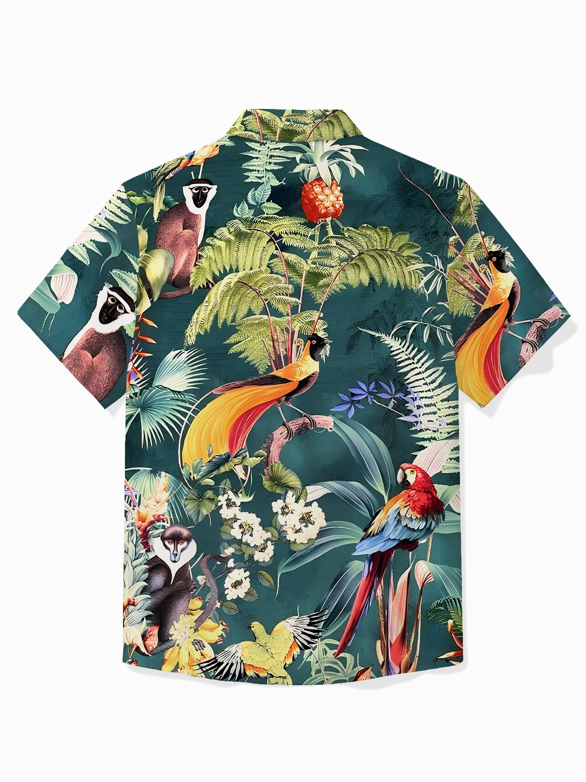 Royaura® Tropical Plant Men's Hawaiian Shirt Animal Parrot Easy Care Pocket Camp Shirt Big Tall