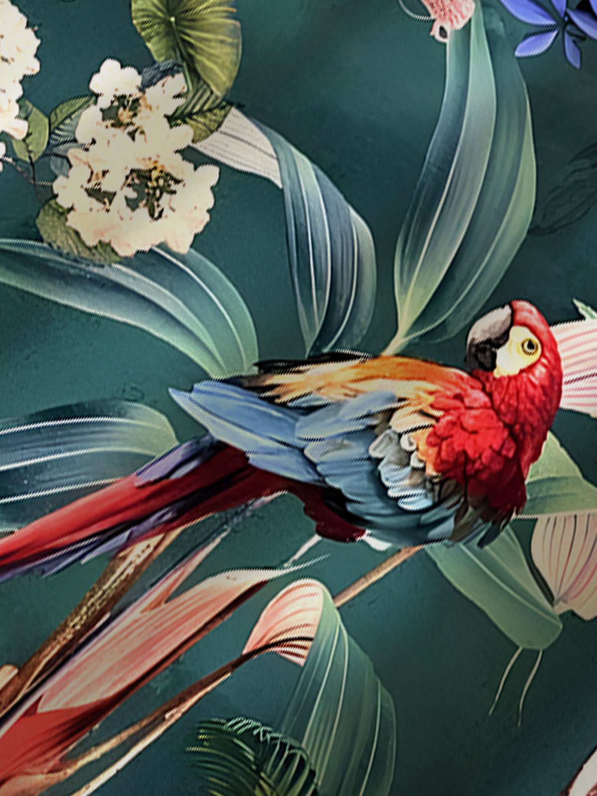 Royaura® Tropical Plant Men's Hawaiian Shirt Animal Parrot Easy Care Pocket Camp Shirt Big Tall