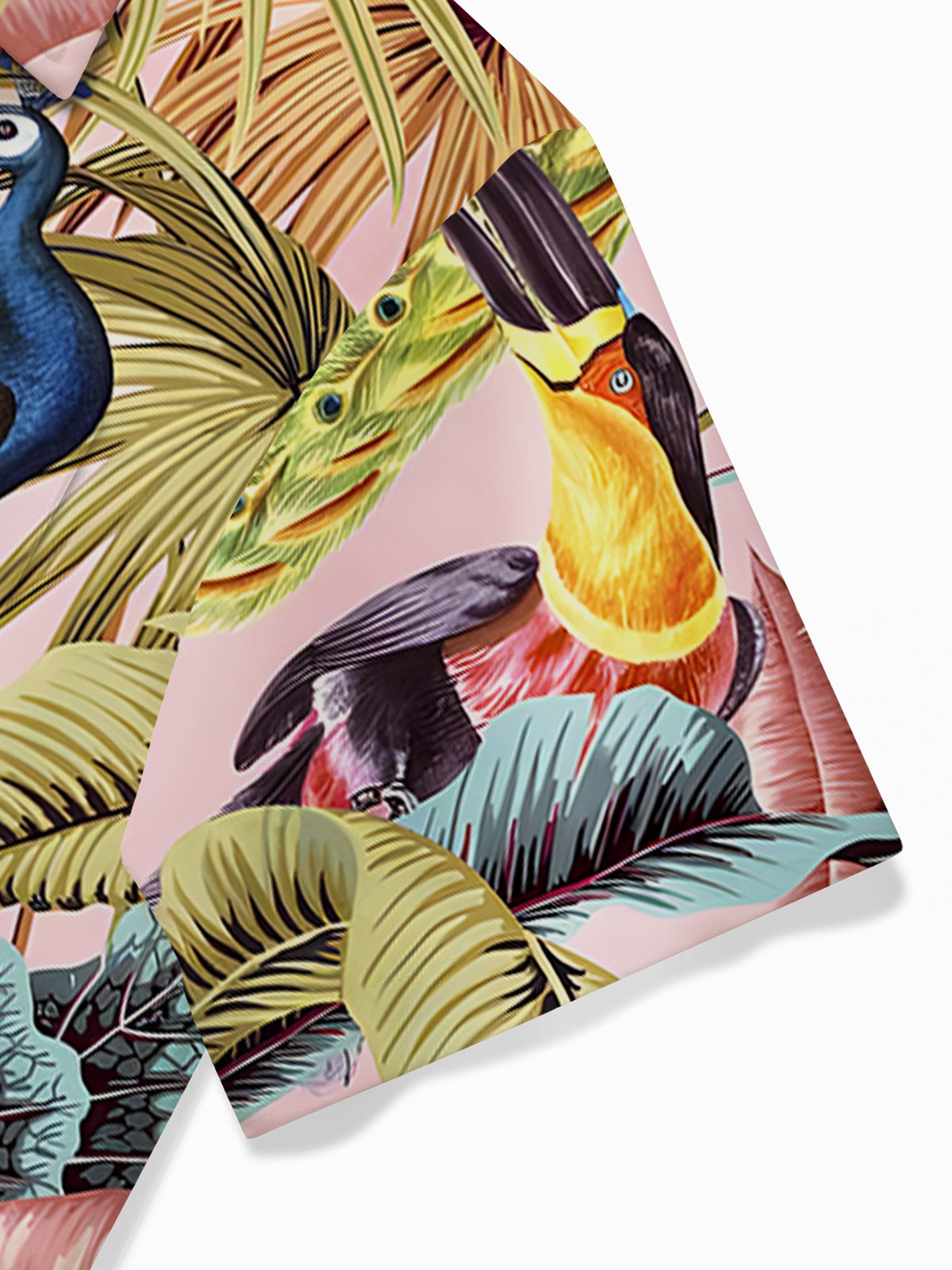 Royaura® Tropical Palm Leaf Men's Hawaiian Shirt Animal Toucan Peacock Easy Care Pocket Camp Shirt Big Tall