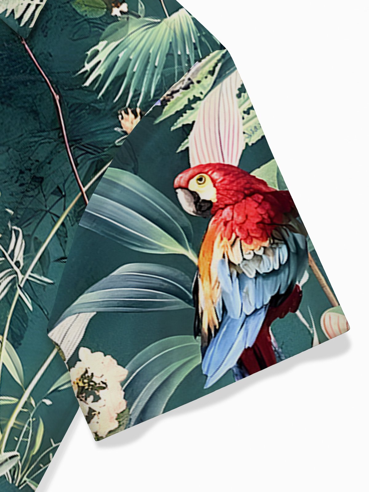 Royaura® Tropical Plant Men's Hawaiian Shirt Animal Parrot Easy Care Pocket Camp Shirt Big Tall