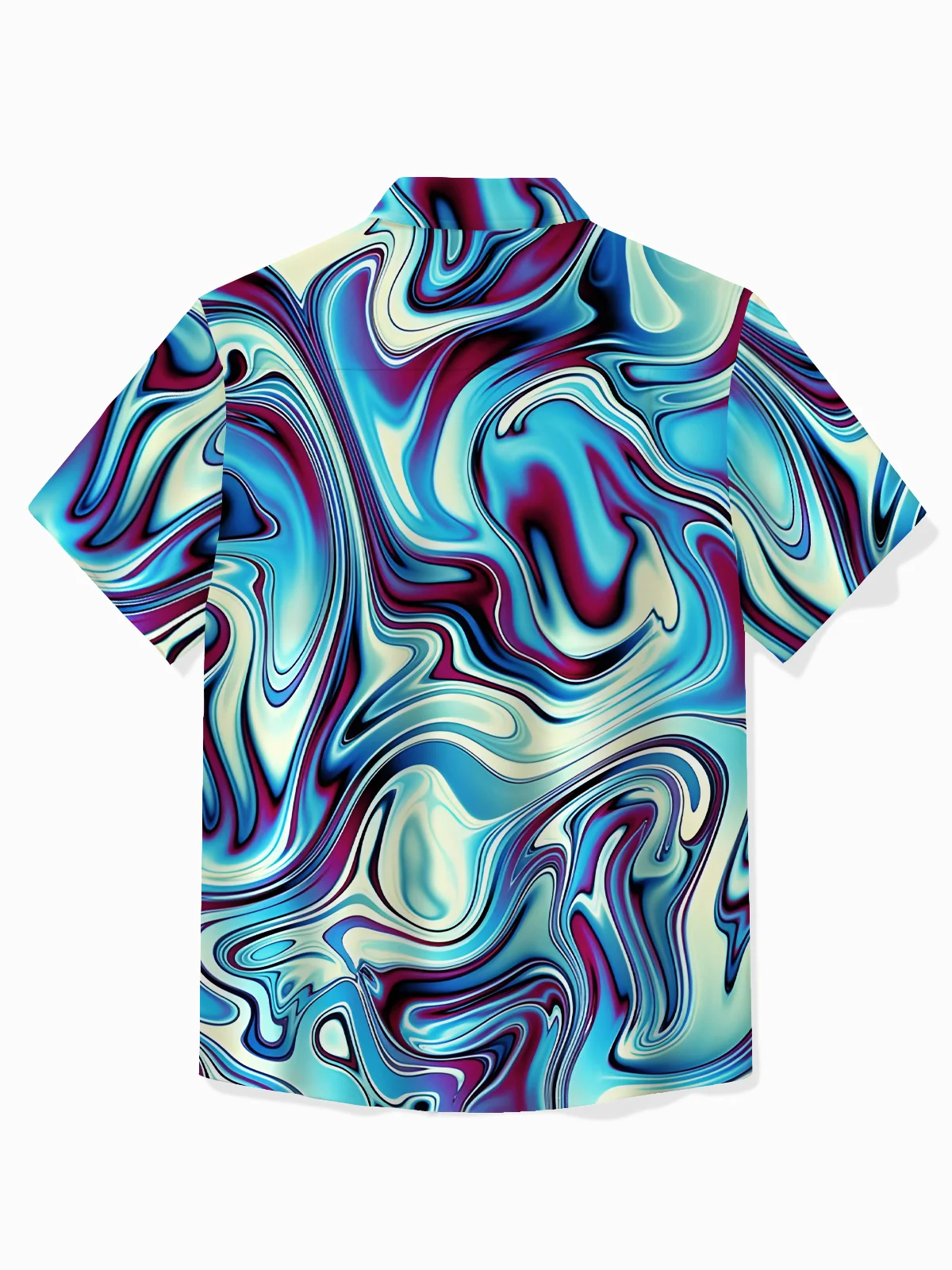 Royaura® Retro Psychedelic Style Men's Hawaiian Shirt Abstract Liquid Texture Print Pocket Camping Shirt