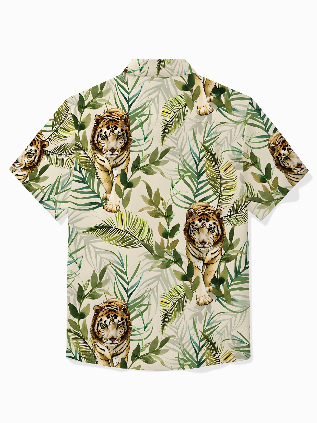 Royaura® Beach Holiday Tiger Men's Hawaiian Shirt Stretch Easy Care Quick Dry Camp Shirt Big Tall